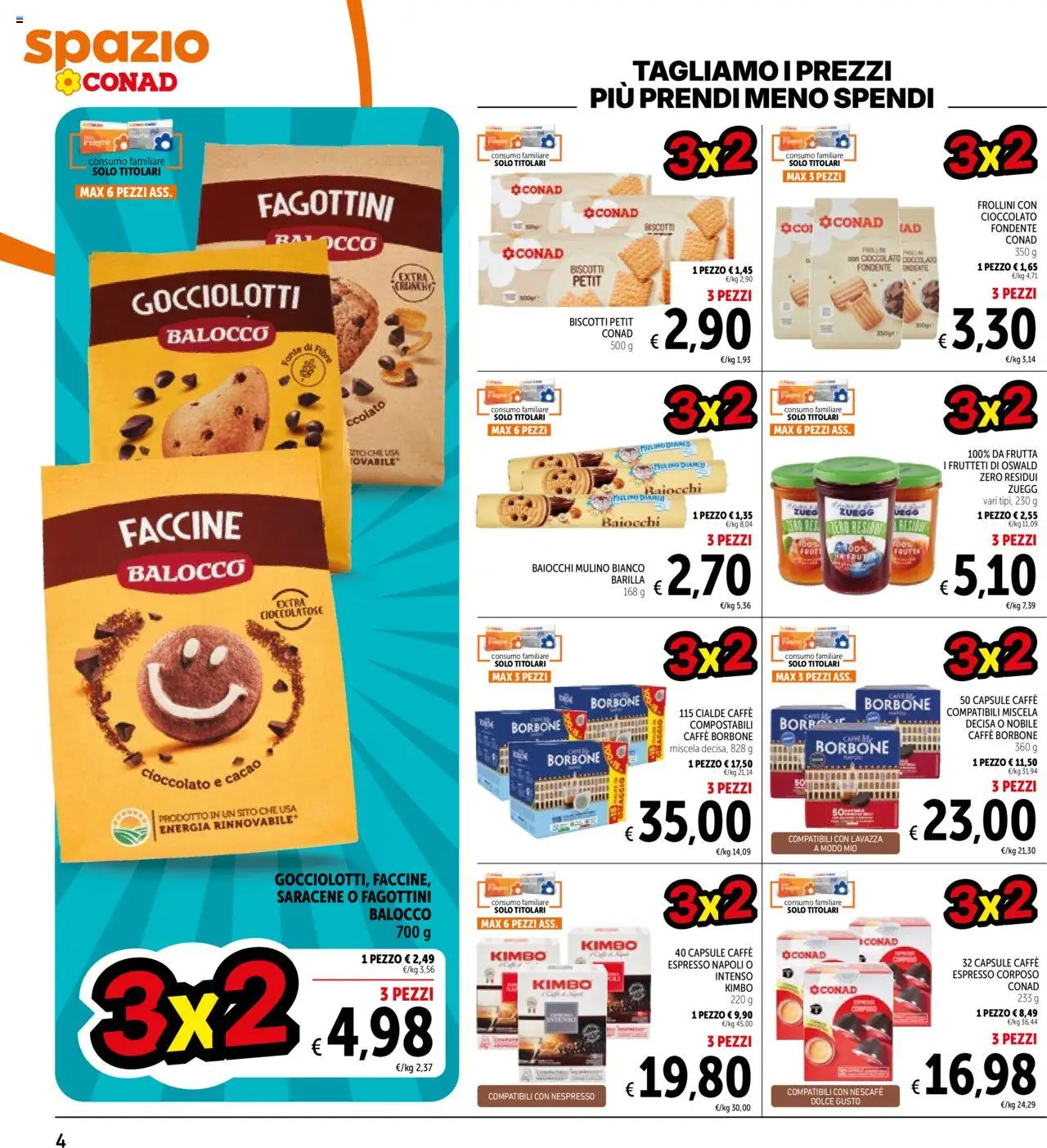 Volantino Spazio Conad del 17.10.2025 | Pagina: 4 | Prodotti: Caffè, Frutta, Cacao, Lavazza