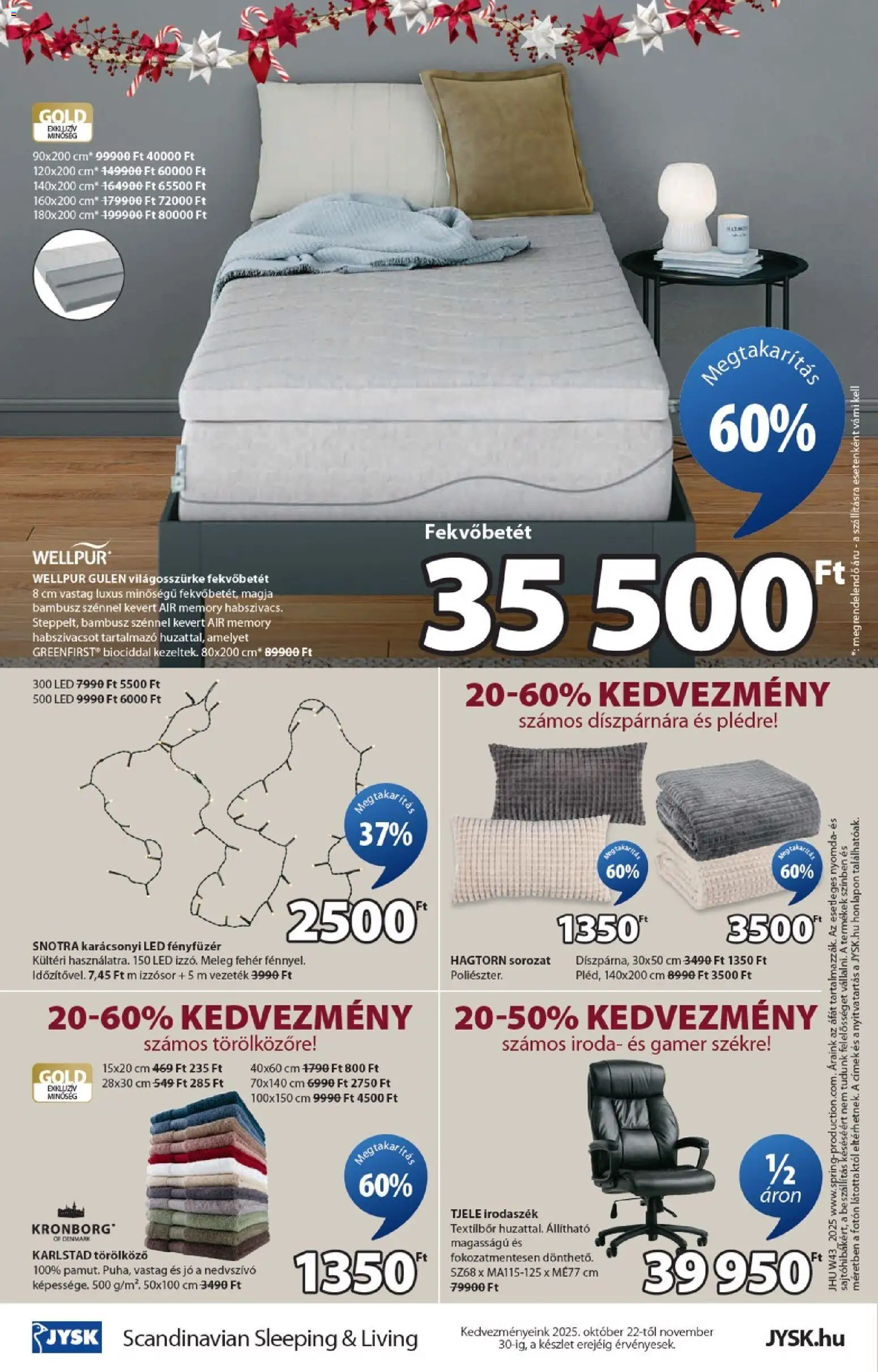JYSK akciós ujság - amely érvényes a következő dátumtól: 22.10.2025 | Oldal: 16 | Termékek: Törölköző, Fényfüzér