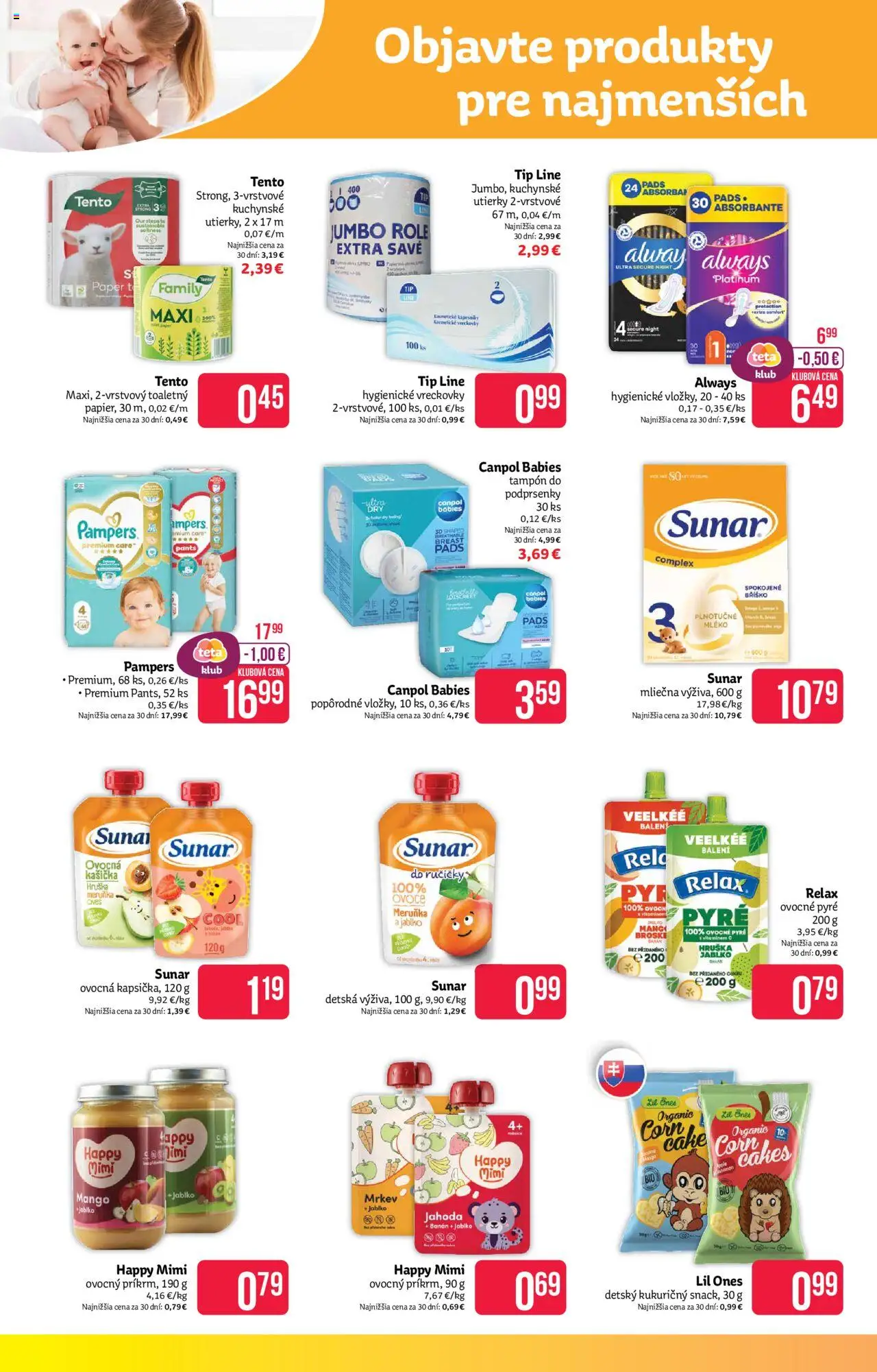 Nové Teta drogerie akcie – leták je platný od 16.09.2025 | Strana: 10 | Produkty: Sunar, Mango, Pampers