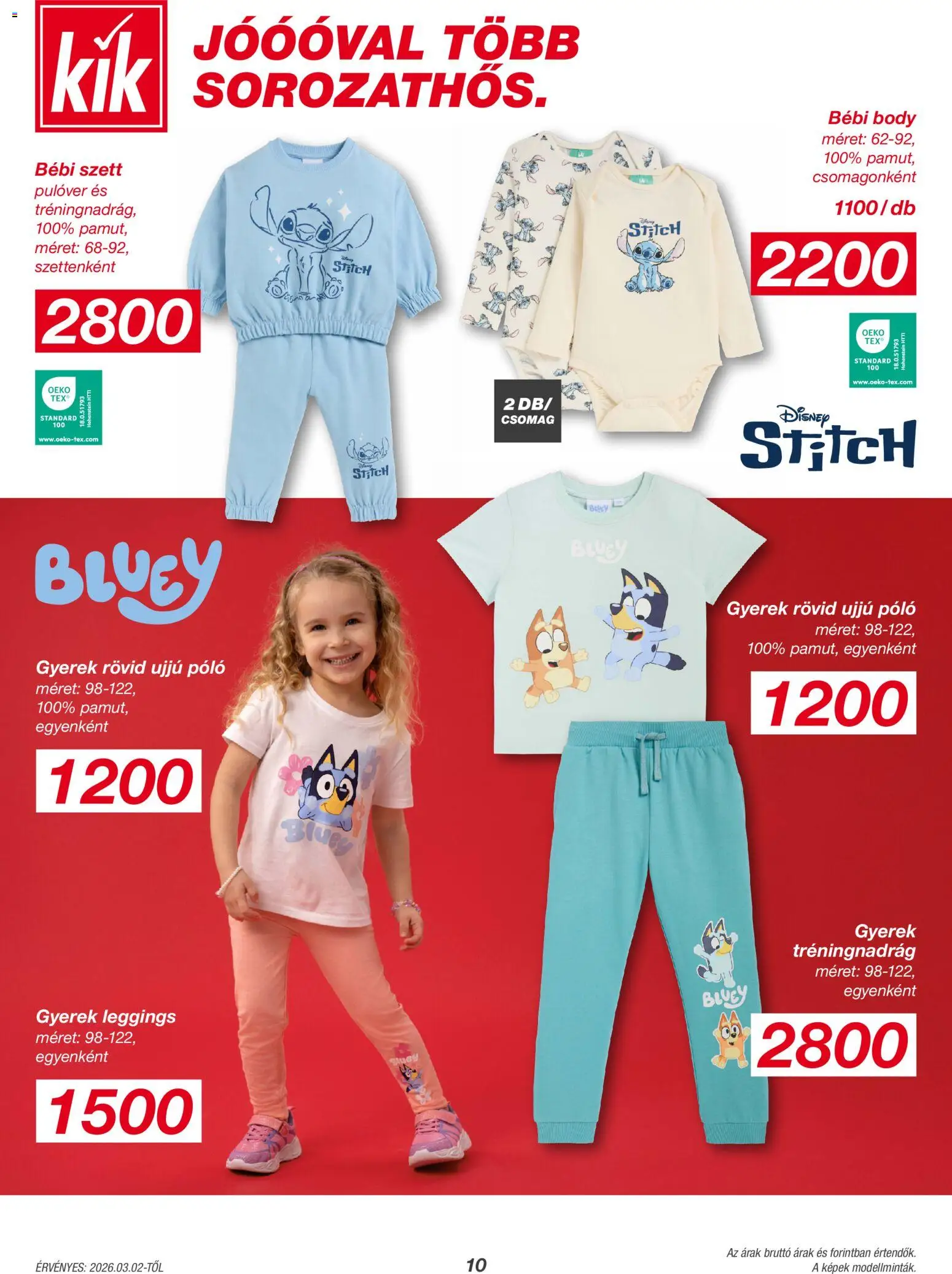 Kik akciós ujság - amely érvényes a következő dátumtól: 02.03.2026 | Oldal: 10 | Termékek: Body, Pulóver, Leggings