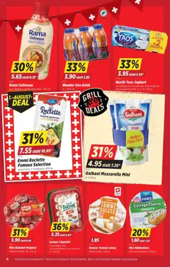 Denner Aktionen ab 29.07.2025 | Seite: 8 | Produkte: Joghurt, Hüttenkäse, Raclette, Grill