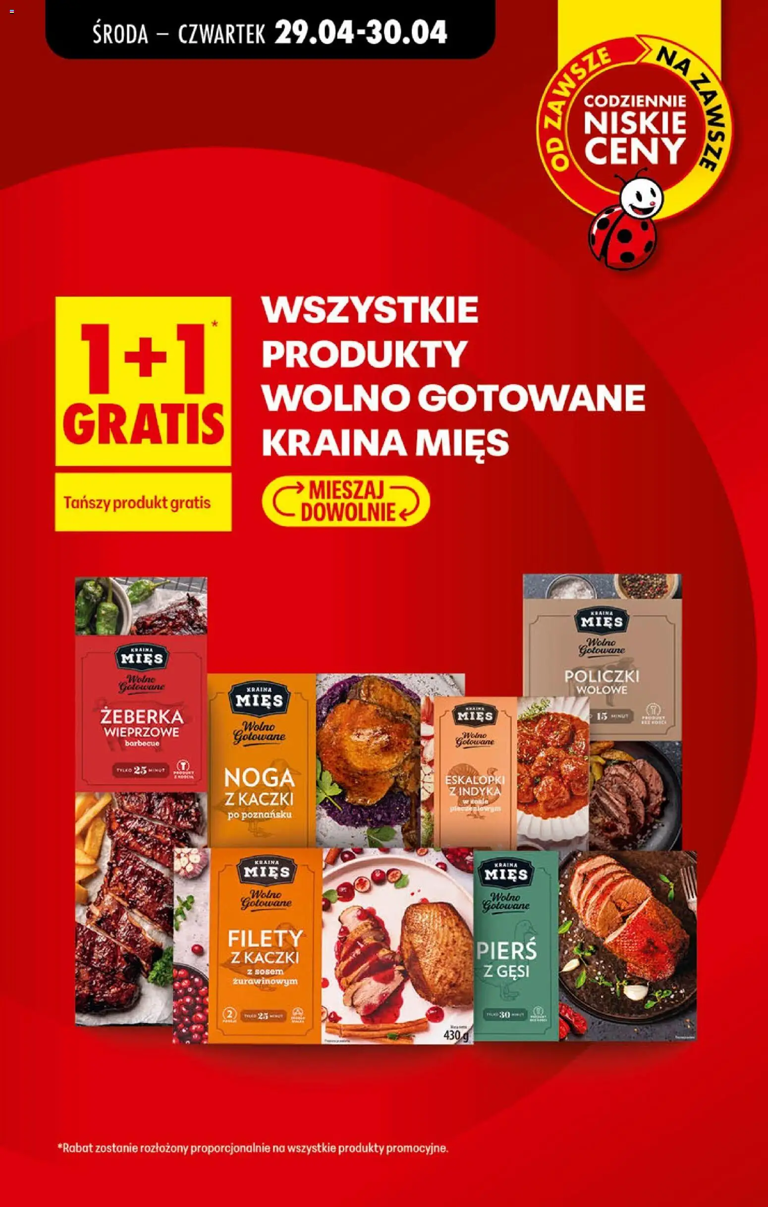 Biedronka gazetka od środy od 29.04.2026 | Strona: 33 | Produkty: Pierś z gęsi, Kraina mięs, Żeberka wieprzowe barbecue, Noga z kaczki