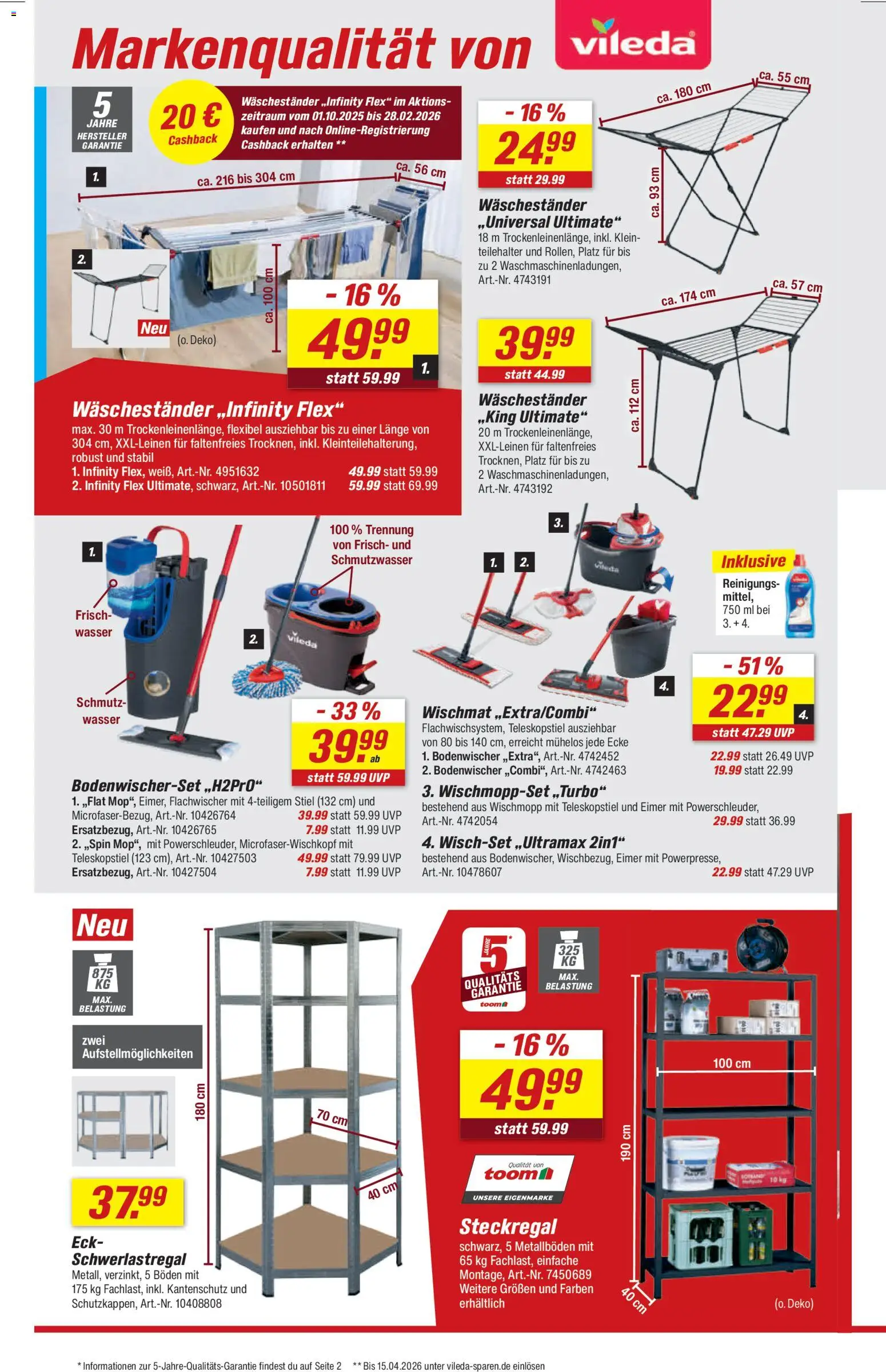 Toom Baumarkt Prospekt 	 – gültig ab 13.12.2025 | Seite: 10 | Produkte: Wasser, Schwerlastregal, Waschestander