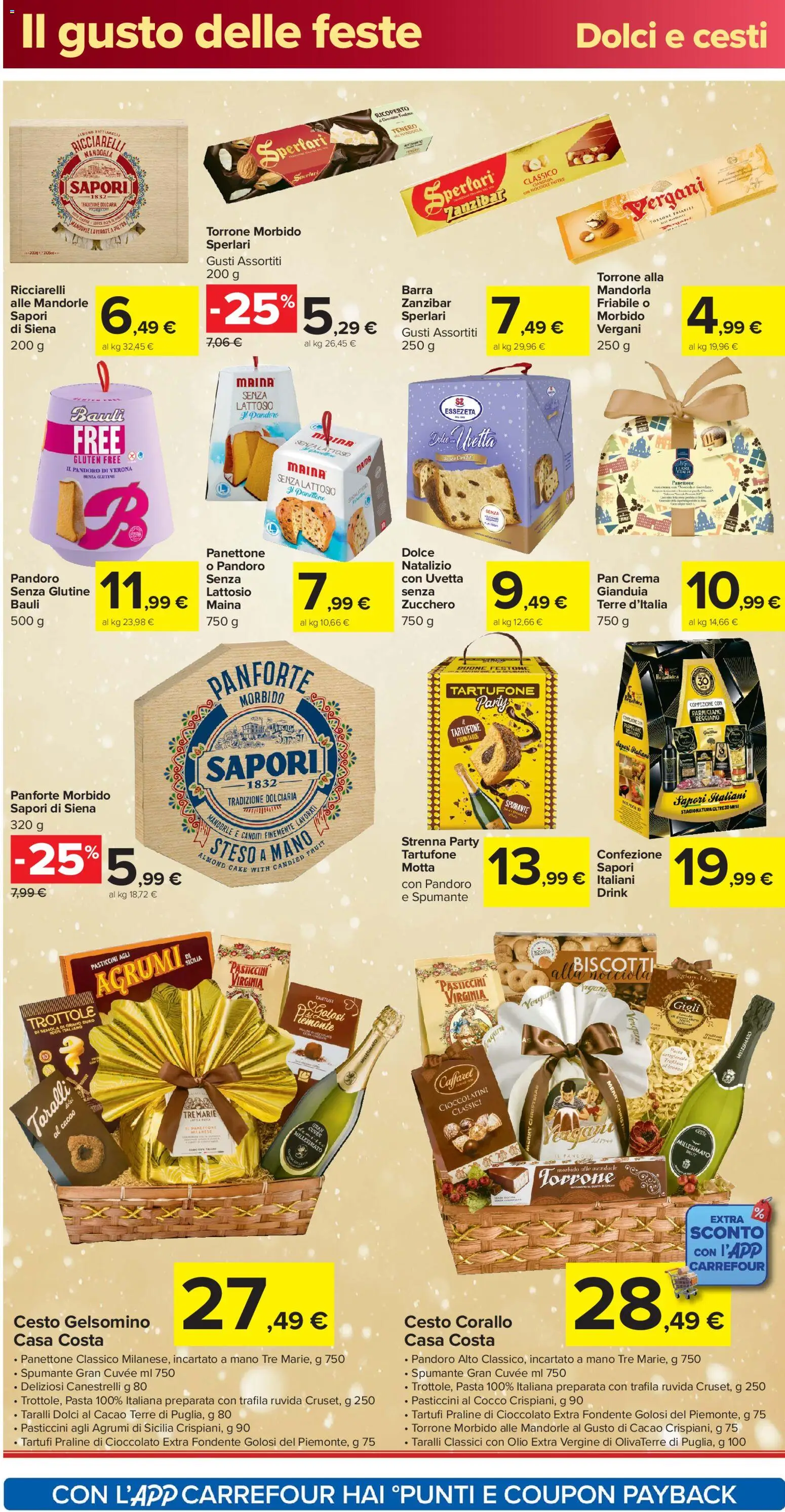 Volantino Carrefour del 16.12.2025 | Pagina: 4 | Prodotti: Cioccolato, Biscotti, Pasta, Mandorle