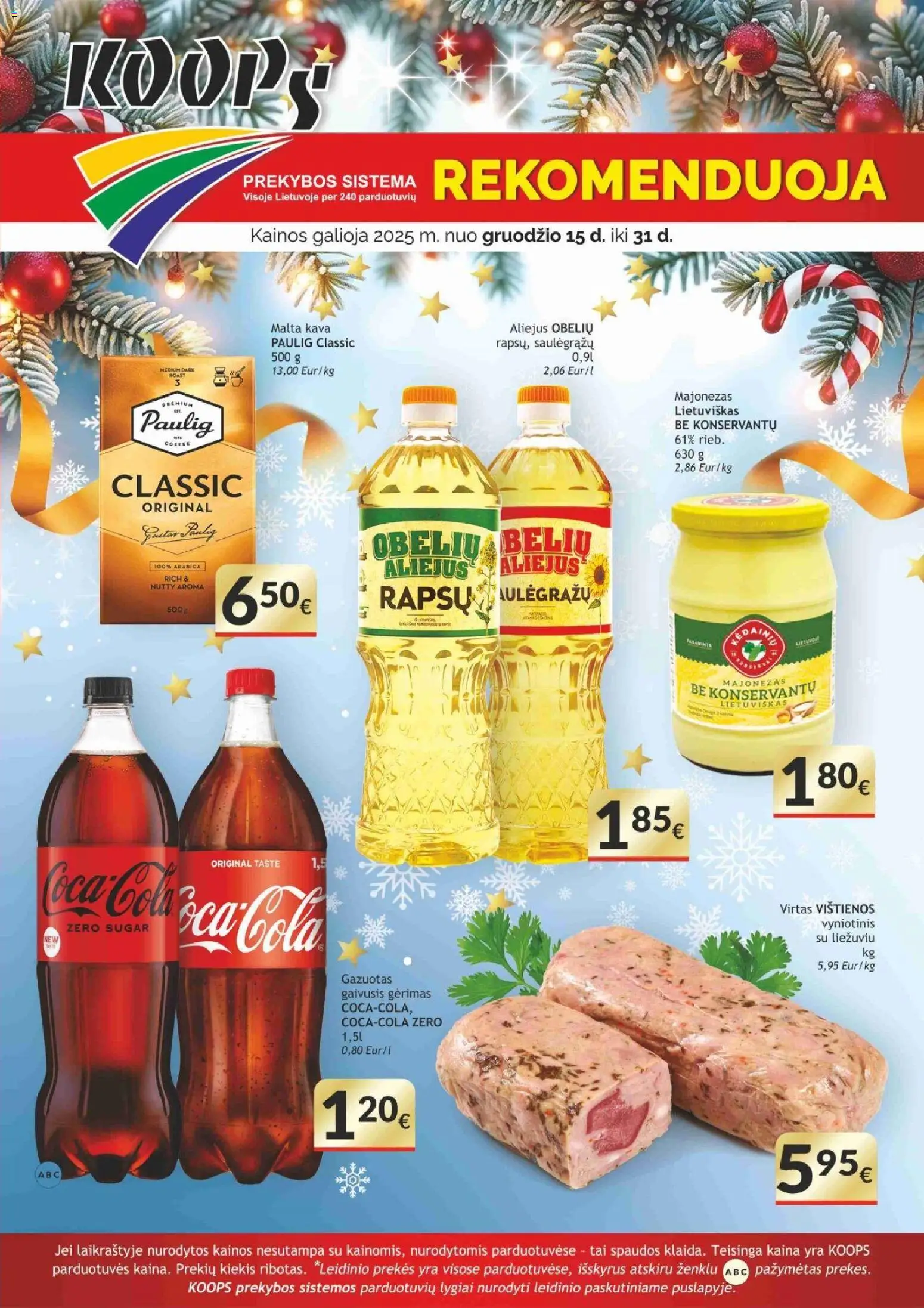 Koops akcijos nuo 15.12.2025 | Puslapis: 1 | Prekių: Gaivusis gėrimas, Vištienos, Kava, Majonezas