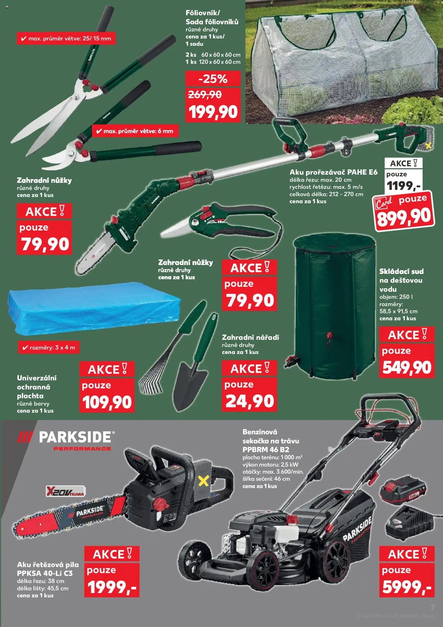 Kaufland leták - Plzeň Bory od 08.04.2026 | Strana: 7 | Produkty: Aku řetězová pila, Nářadí, Pila, Plachta