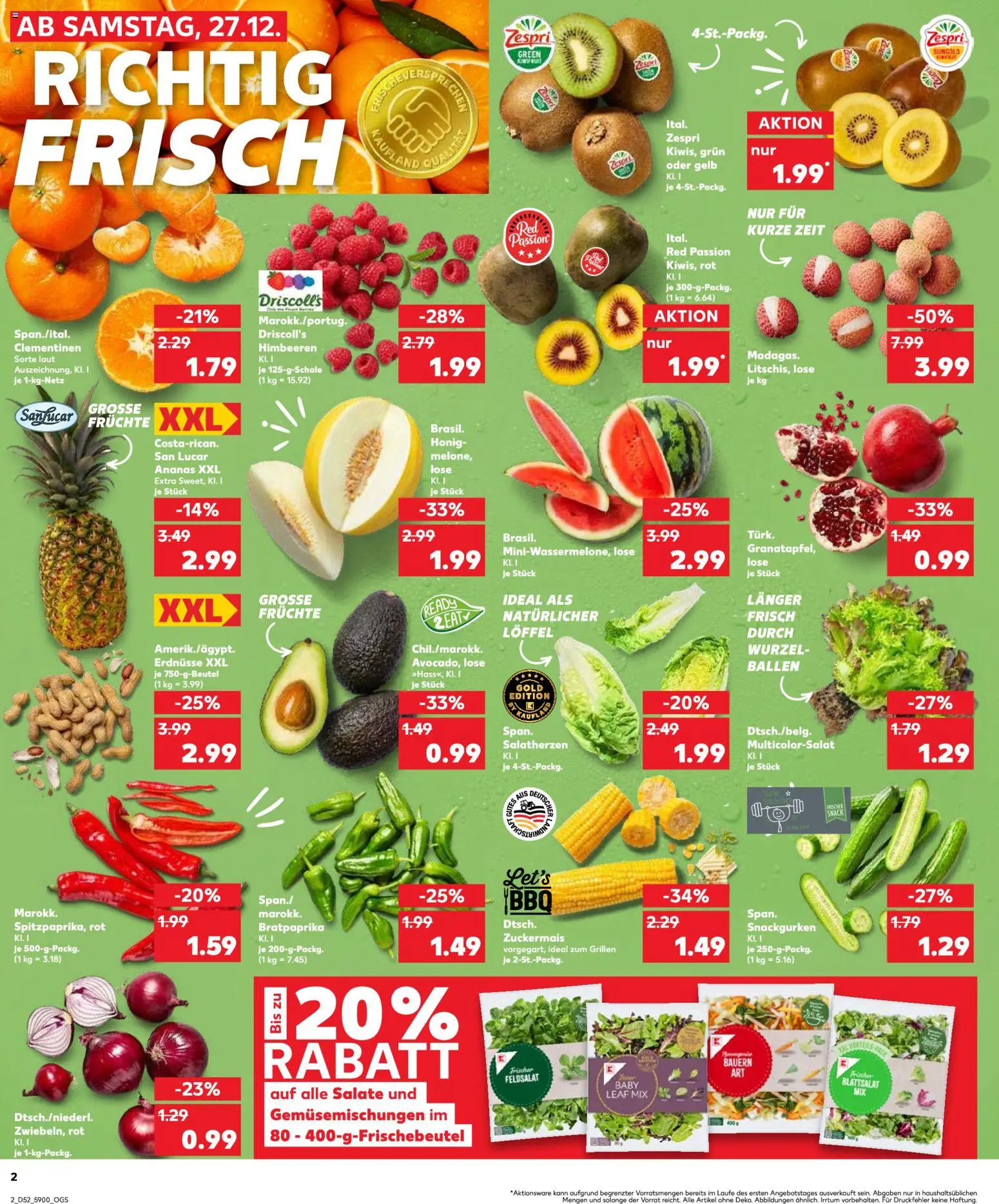 Kaufland prospekt Berlin	 – gültig ab 27.12.2025 | Seite: 2 | Produkte: Erdnüsse, Ananas, Avocado, Kiwi