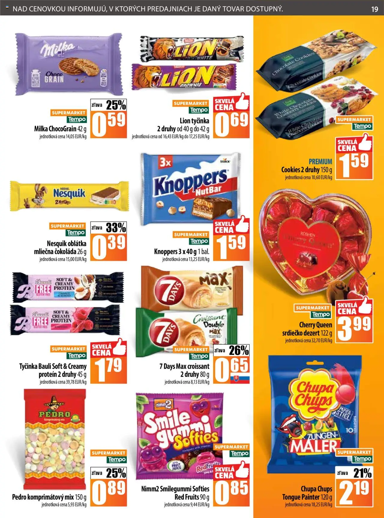 COOP Jednota leták │ platný od 07.08.2025 | Strana: 19 | Produkty: Protein, Čokoláda, Milka, Nesquik