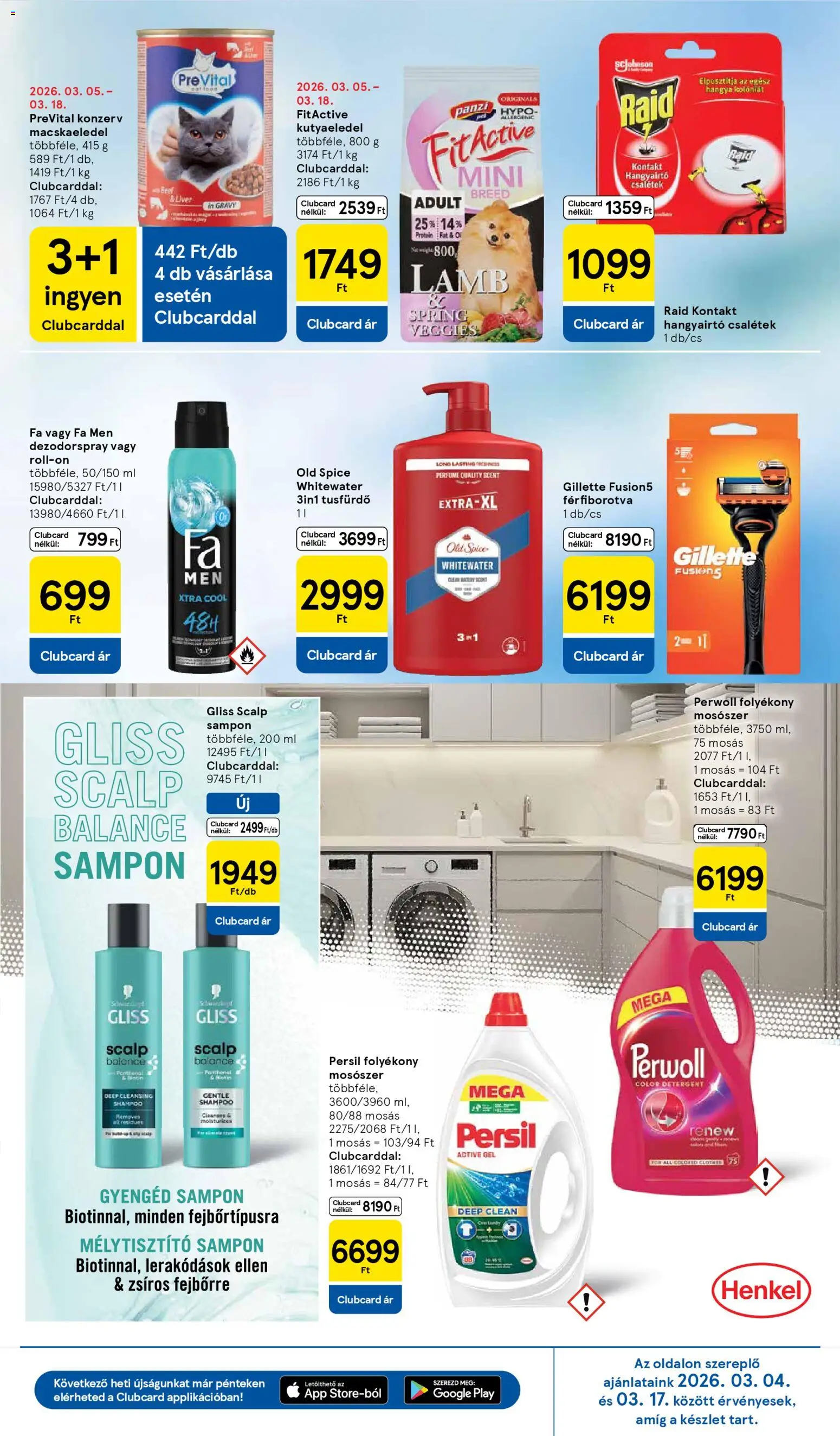 Tesco akciós ujság - amely érvényes a következő dátumtól: 12.03.2026 | Oldal: 29 | Termékek: Kutyaeledel, Folyékony mosószer, Tusfürdő, Mosószer