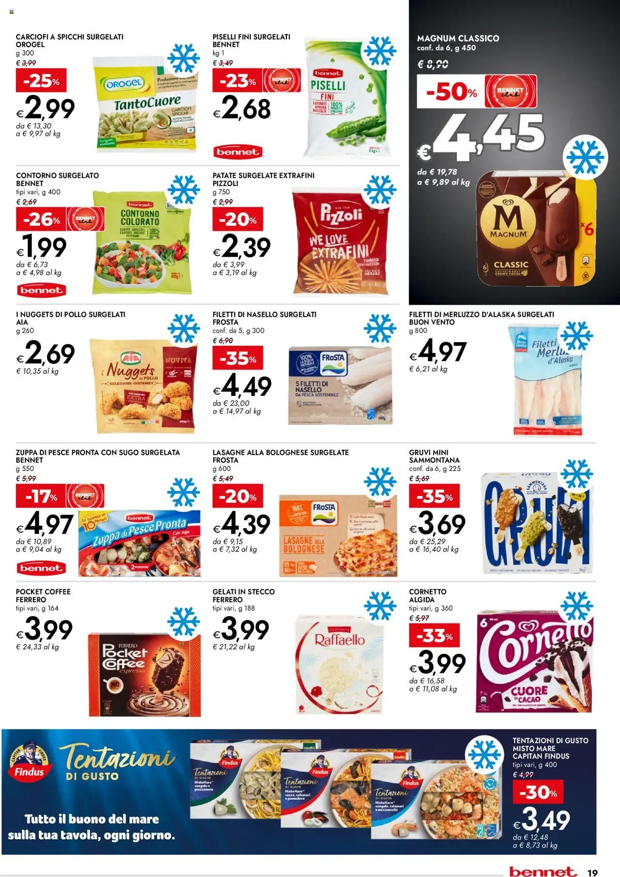 Volantino bennet del 05.06.2025 | Pagina: 19 | Prodotti: Cornetto, Merluzzo, Patate, Nasello
