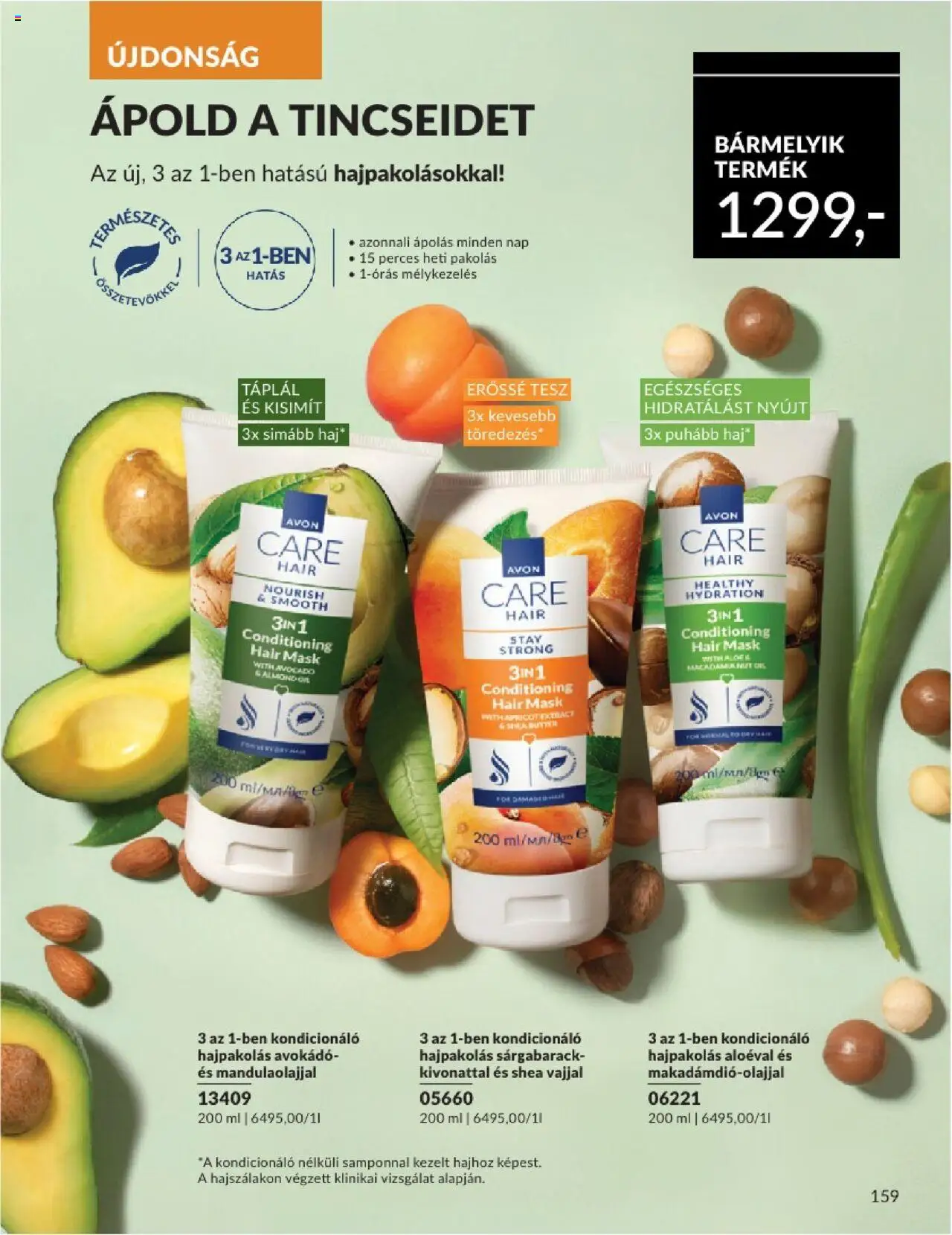 Avon akciós ujság - amely érvényes a következő dátumtól: 01.06.2025 | Oldal: 159 | Termékek: Sárgabarack, Hajpakolás, Kondicionáló, Avokádó