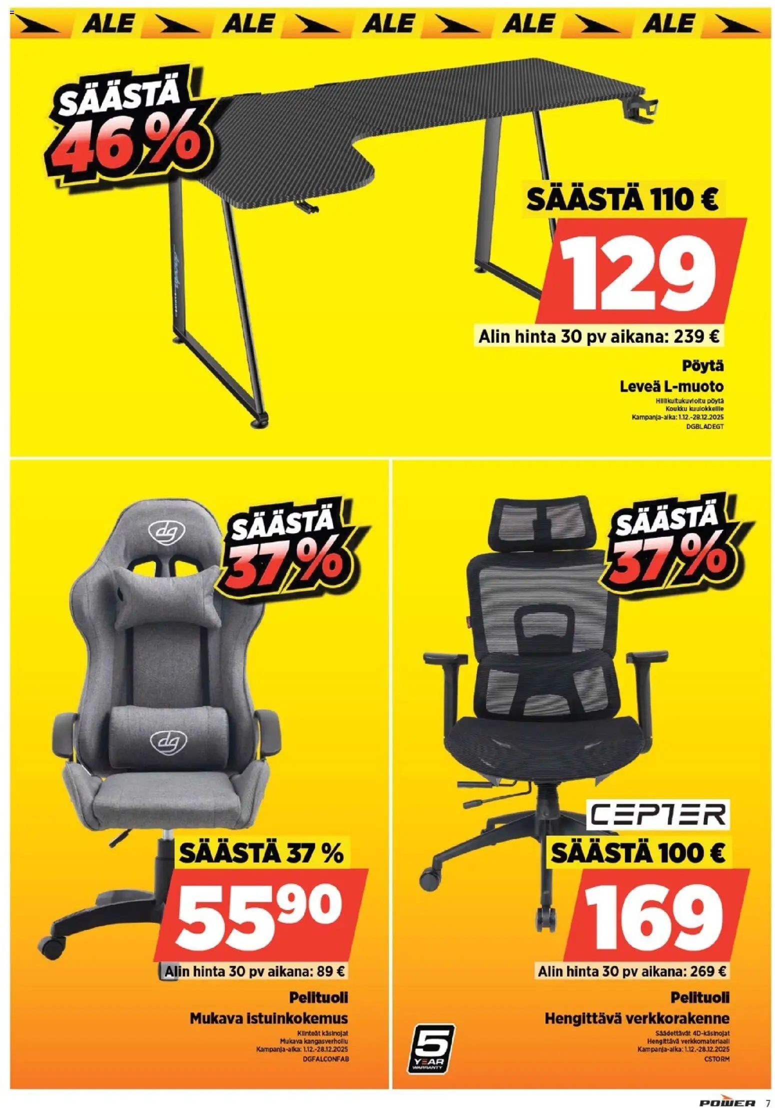 Power tarjoukset – voimassa 24.12.2025 alkaen | Sivu: 7 | Tuotteet: Pöytä, Pelituoli