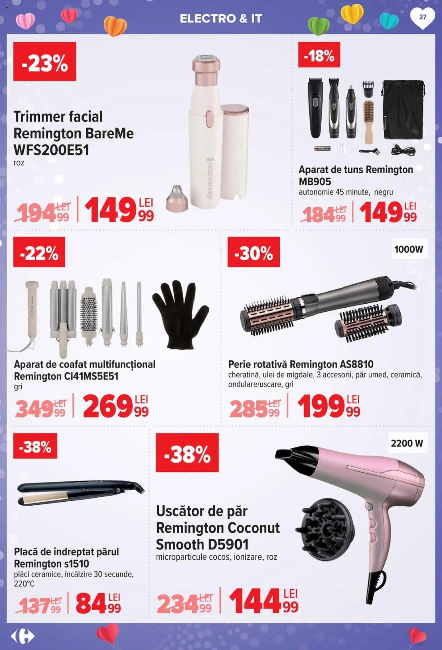 Noul catalog Carrefour – valabil de la 04.02.2026 | Pagină: 27 | Produse: Trimmer, Uscător, Aparat De Ras, Perie