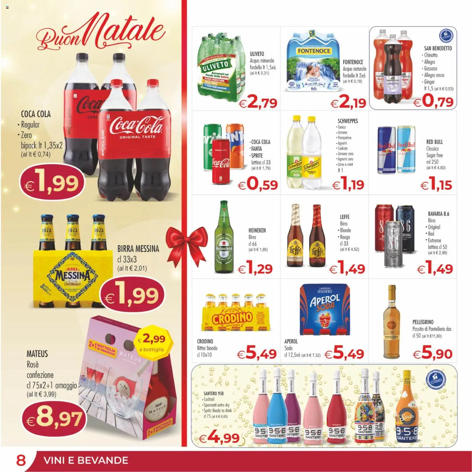 Volantino MerSi Supermercati del 13.12.2025 | Pagina: 8 | Prodotti: Birra, Chinotto, Acqua, Birra messina