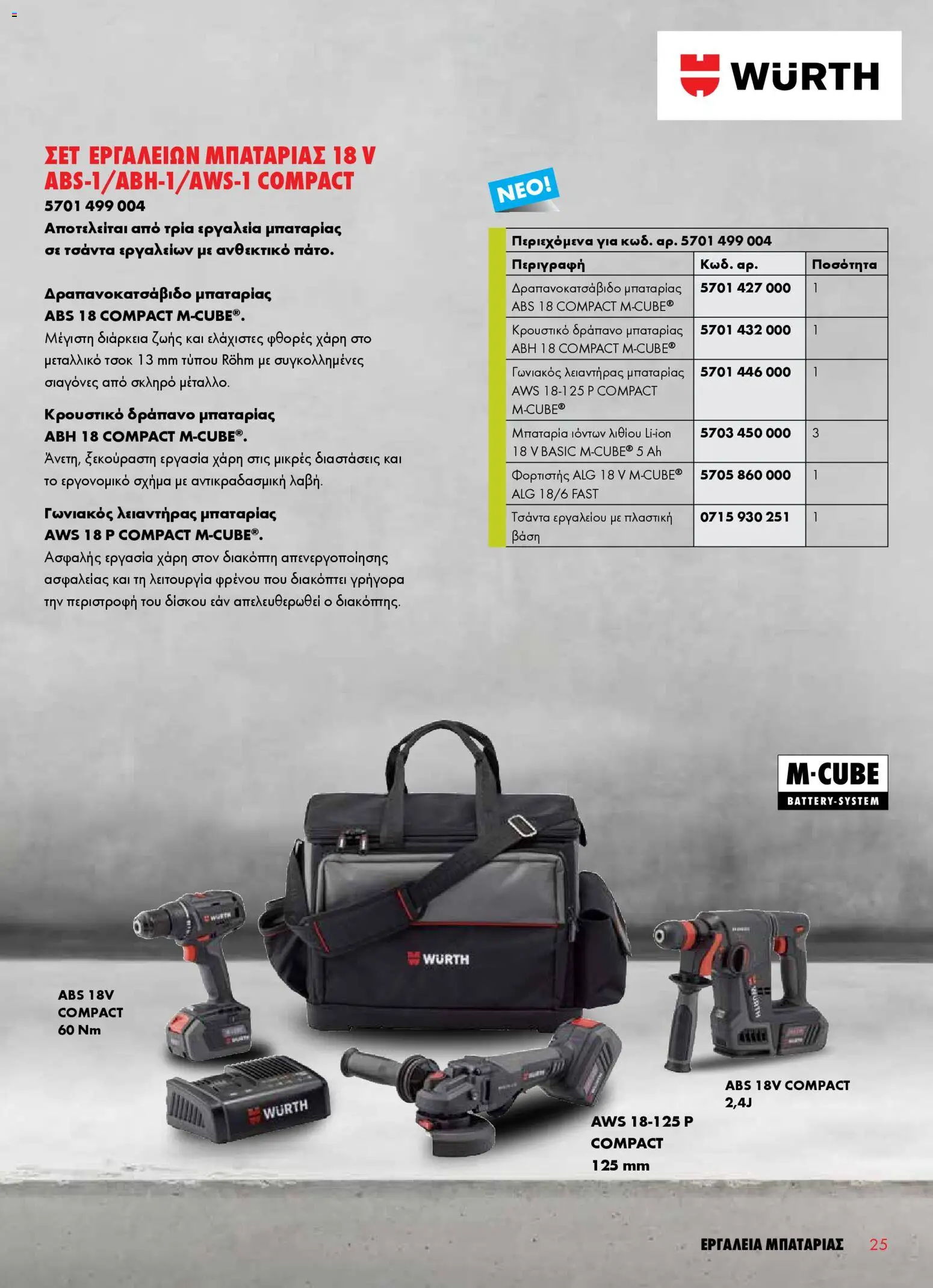 WURTH - Εργαλεία Μπαταρίας – σε ισχύ από 01.01.2026 | Σελίδα: 25