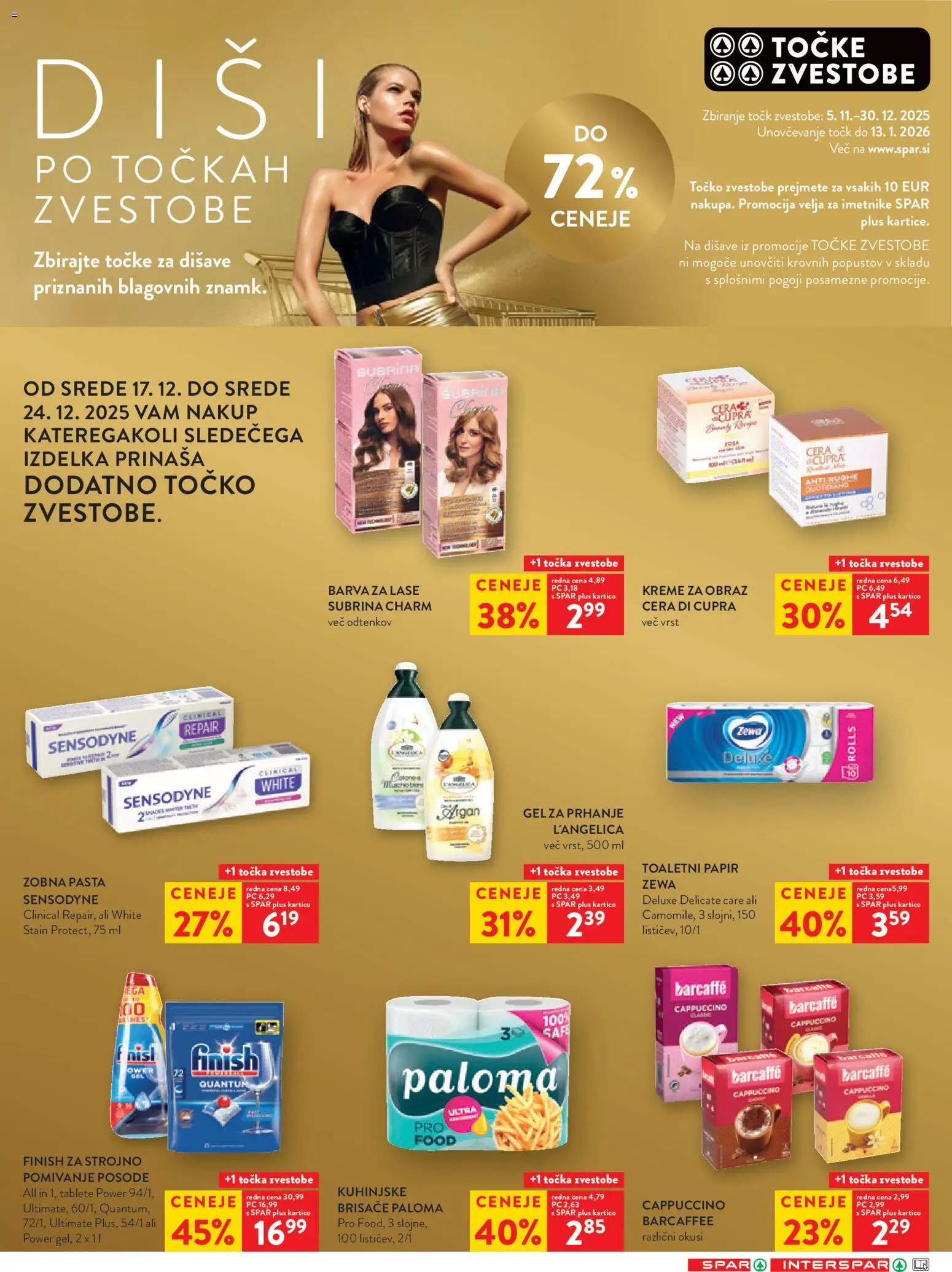 Novi Spar katalog ponudbe – veljaven od 17.12.2025 | Stran: 9 | Izdelki: Toaletni papir, Barva za lase, Zobna pasta, Barva