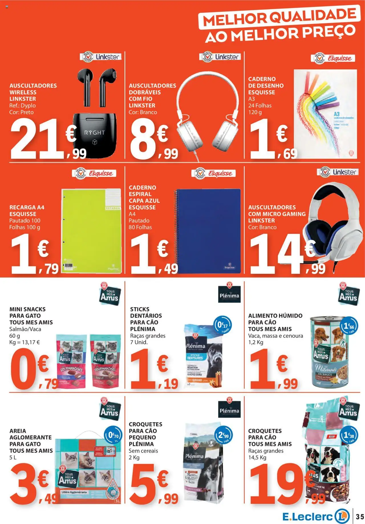 E.Leclerc folheto │ válido de 21.08.2025 | Página: 35 | Produtos: Caderno, Areia, Cereais, Massa