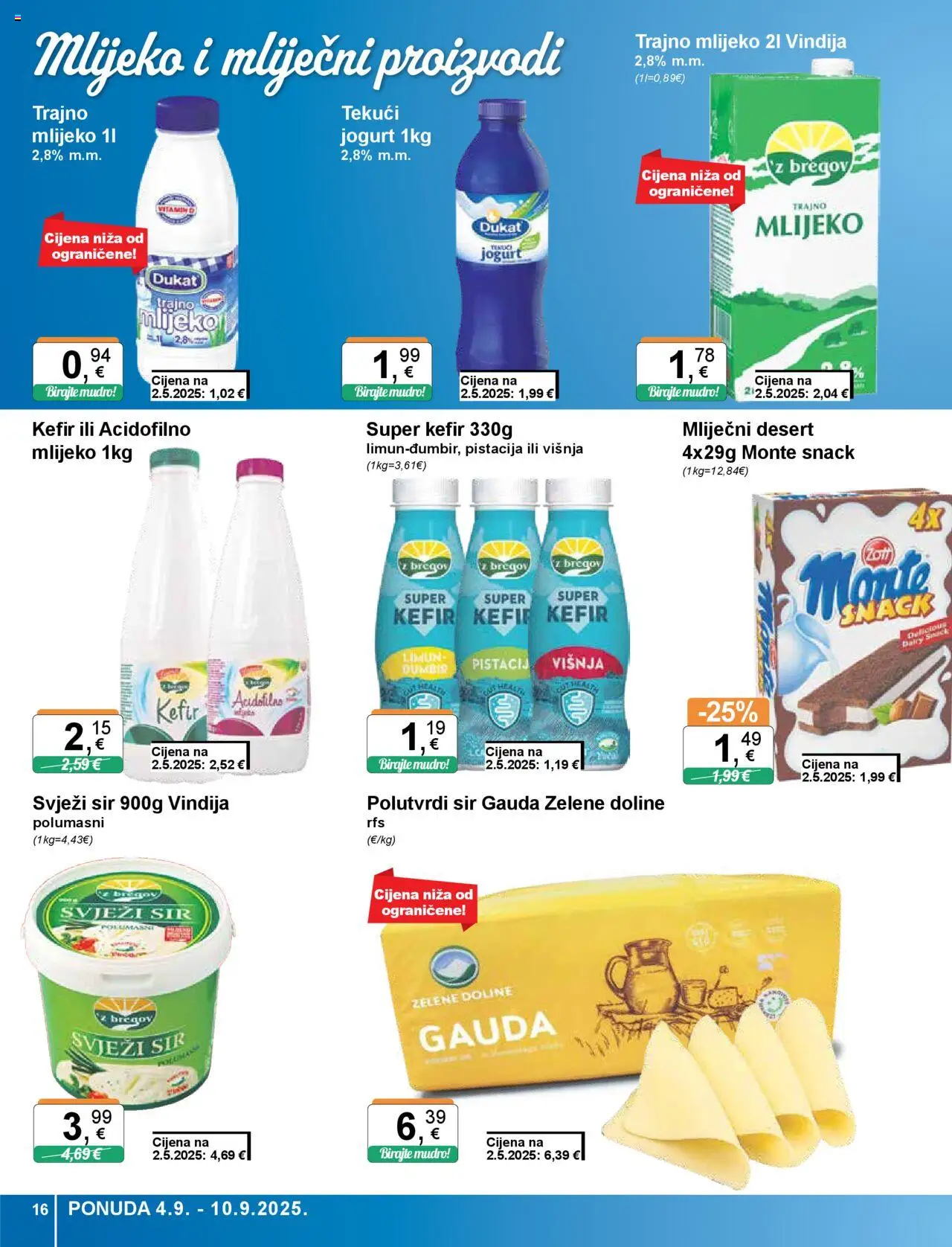 KTC katalog | vrijedi od 04.09.2025 | Stranica: 16 | Proizvodi: Vindija, Mlijeko, Sir, Limun