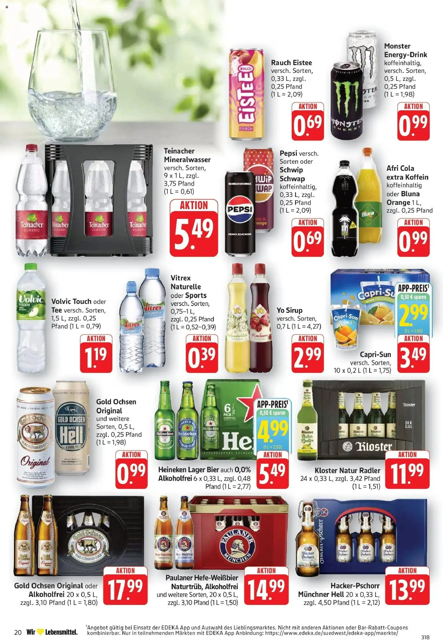 Edeka prospekt Göppingen	 – gültig ab 20.04.2026 | Seite: 20 | Produkte: Energy, Bier, Volvic touch, Zucker