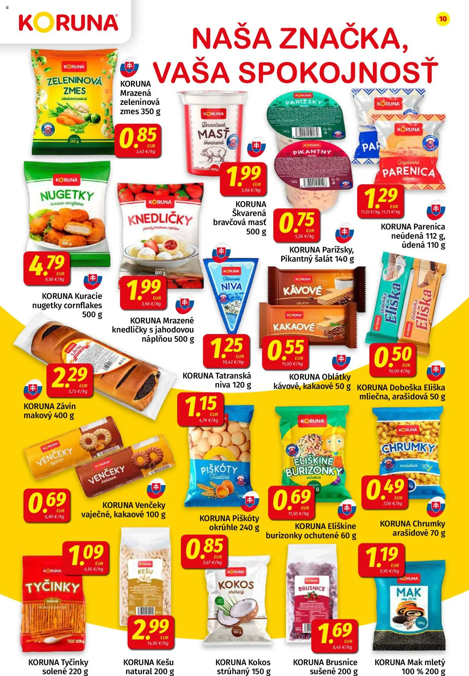 Nové Koruna akcie – leták je platný od 10.04.2026 | Strana: 10 | Produkty: Závin, Šalát, Mak