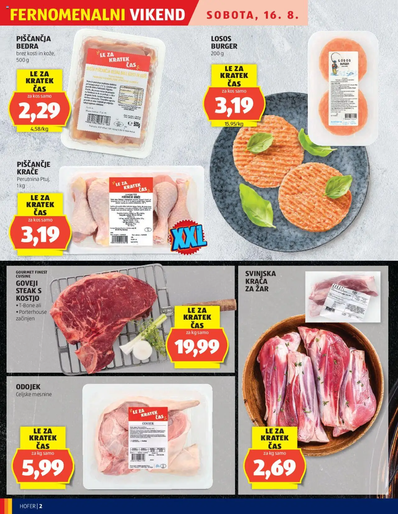 Hofer katalog │ velja od 14.08.2025 | Stran: 2 | Izdelki: Zar, Losos, Piščančja bedra, Kos