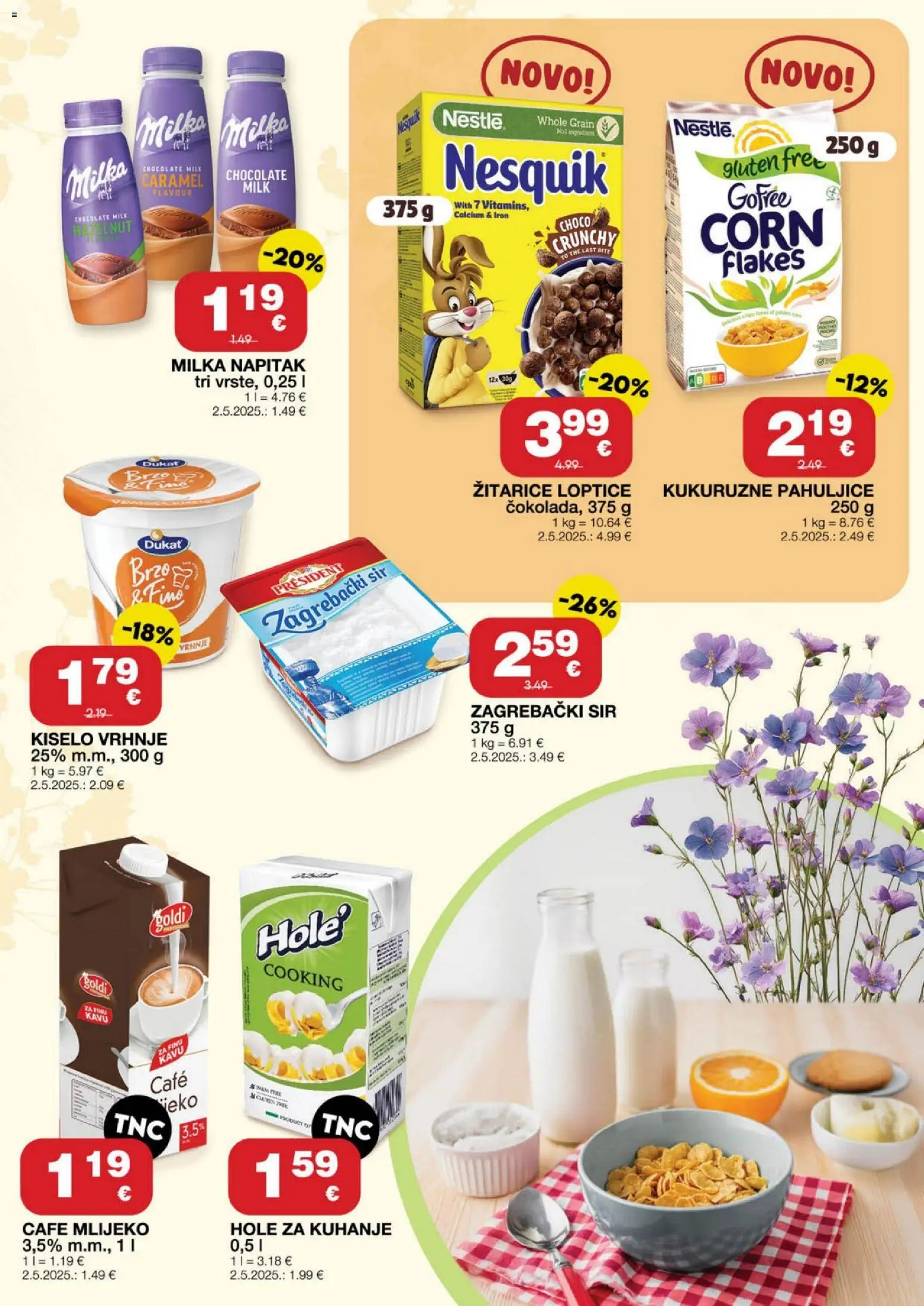 Stanić Diskont katalog | vrijedi od 01.04.2026 | Stranica: 5 | Proizvodi: Sir, Žitarice, Pahuljice, Milka