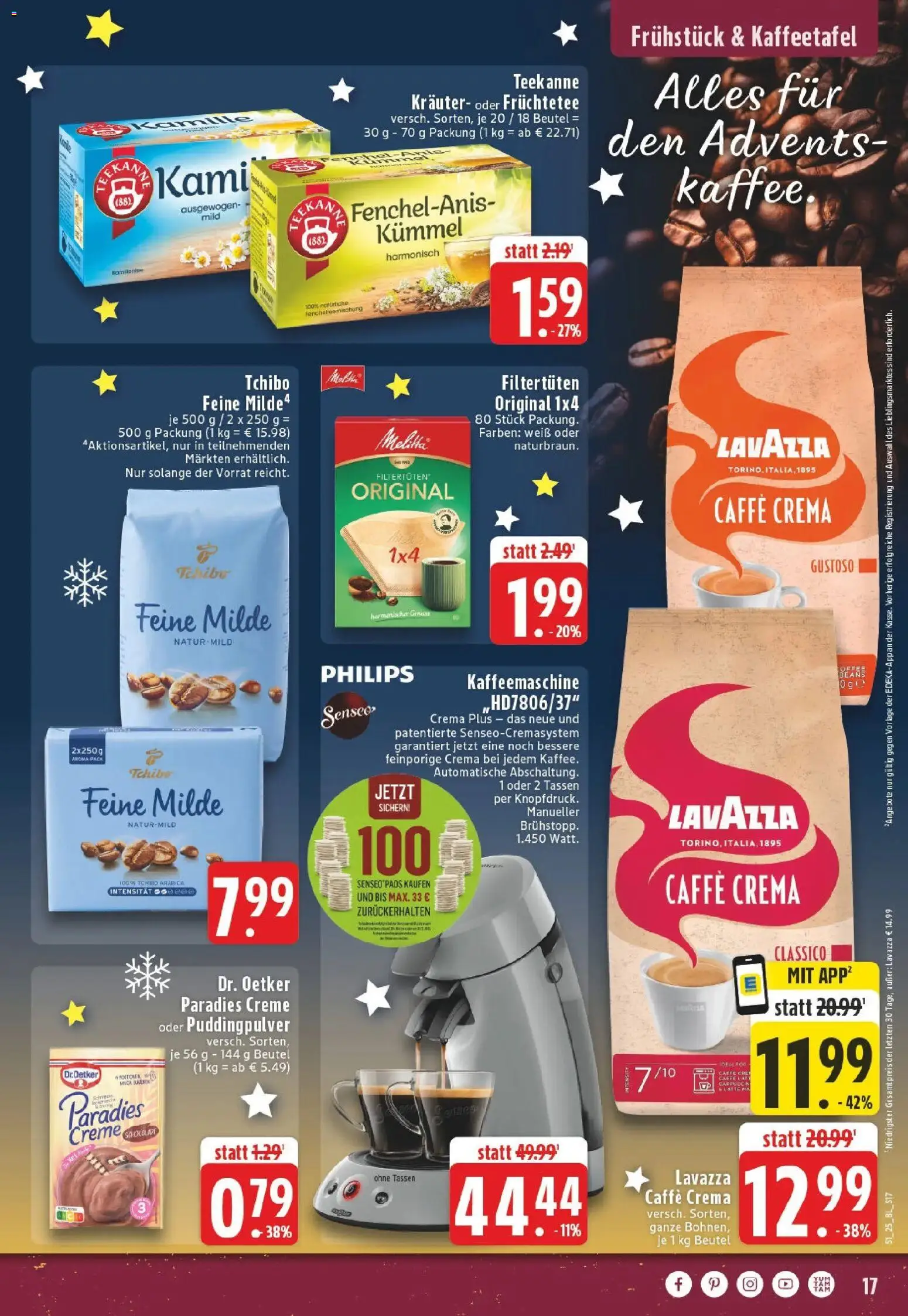 Edeka prospekt Castrop-Rauxel	 – gültig ab 15.12.2025 | Seite: 17 | Produkte: Philips, Kaffee, Creme, Teekanne