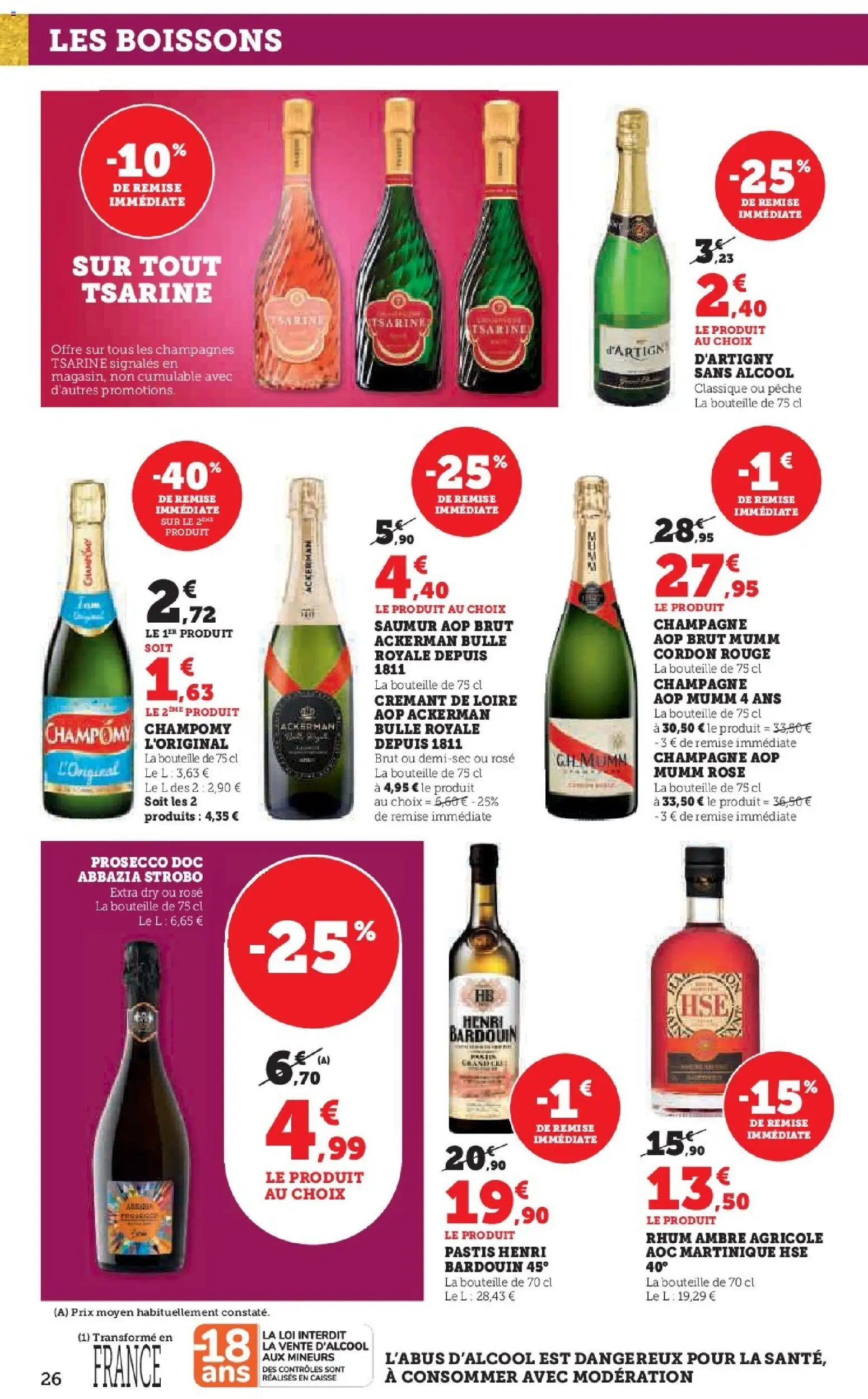 {H1} | Page: 26 | Produits: Pastis, Pêche, Rhum, Prosecco