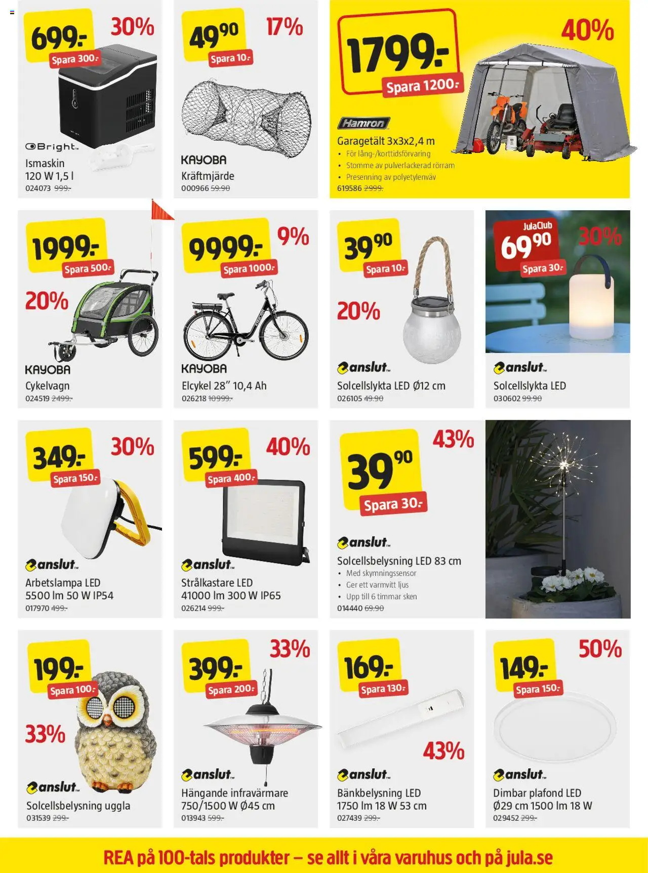 Jula reklamblad aktuell från 07.08.2025 | Sida: 7 | Produkter: Solcellsbelysning, Ismaskin, Ljus
