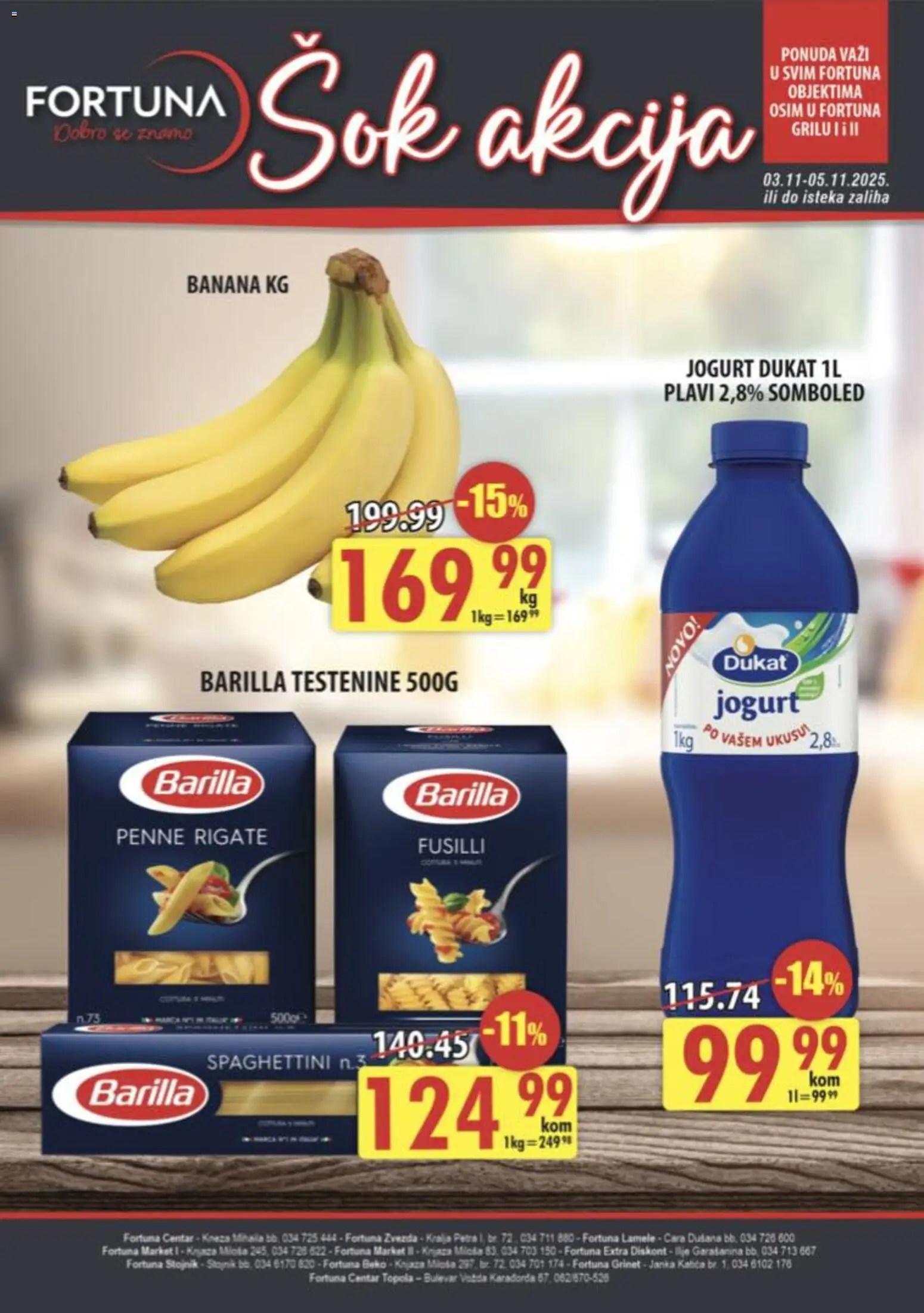 Fortuna Market katalog - važi od 03.11.2025 | Strana: 1 | Proizvode: Banana, Jogurt
