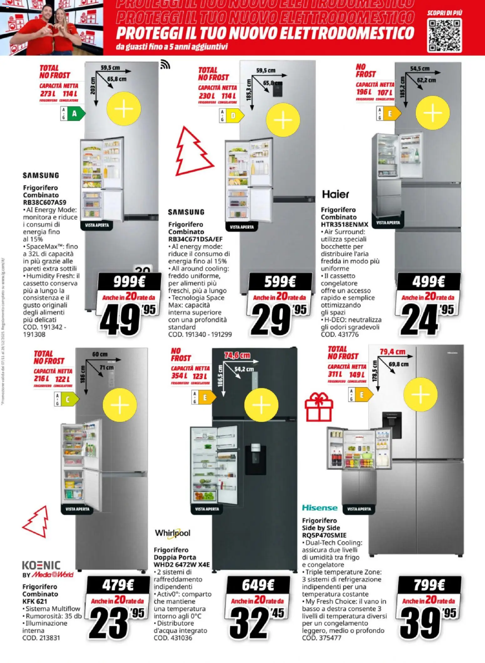 Volantino Media World del 15.12.2025 | Pagina: 27 | Prodotti: Frigorifero, Congelatore, Frigorifero combinato, Samsung