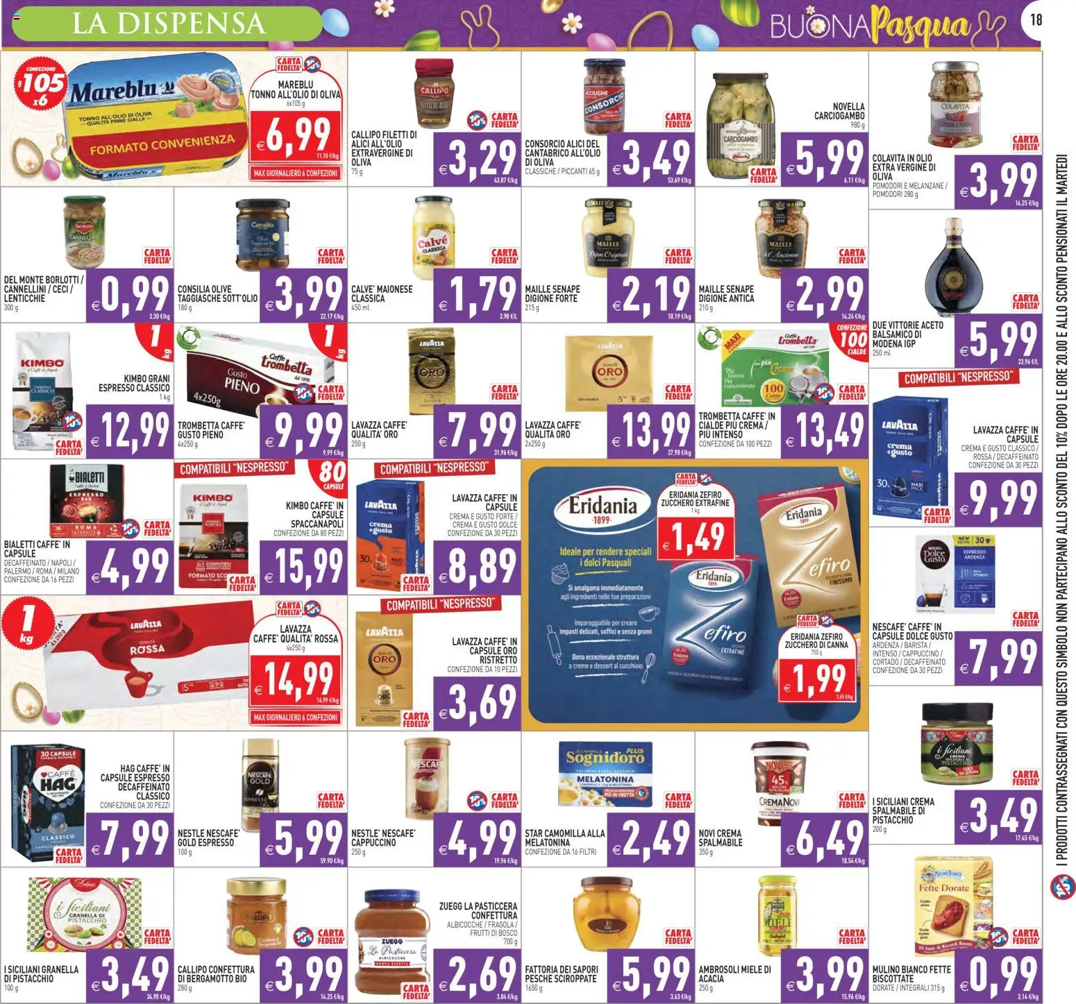 Volantino PIM Supermercati del 27.03.2026 | Pagina: 18 | Prodotti: Tonno, Fette biscottate, Miele, Alici