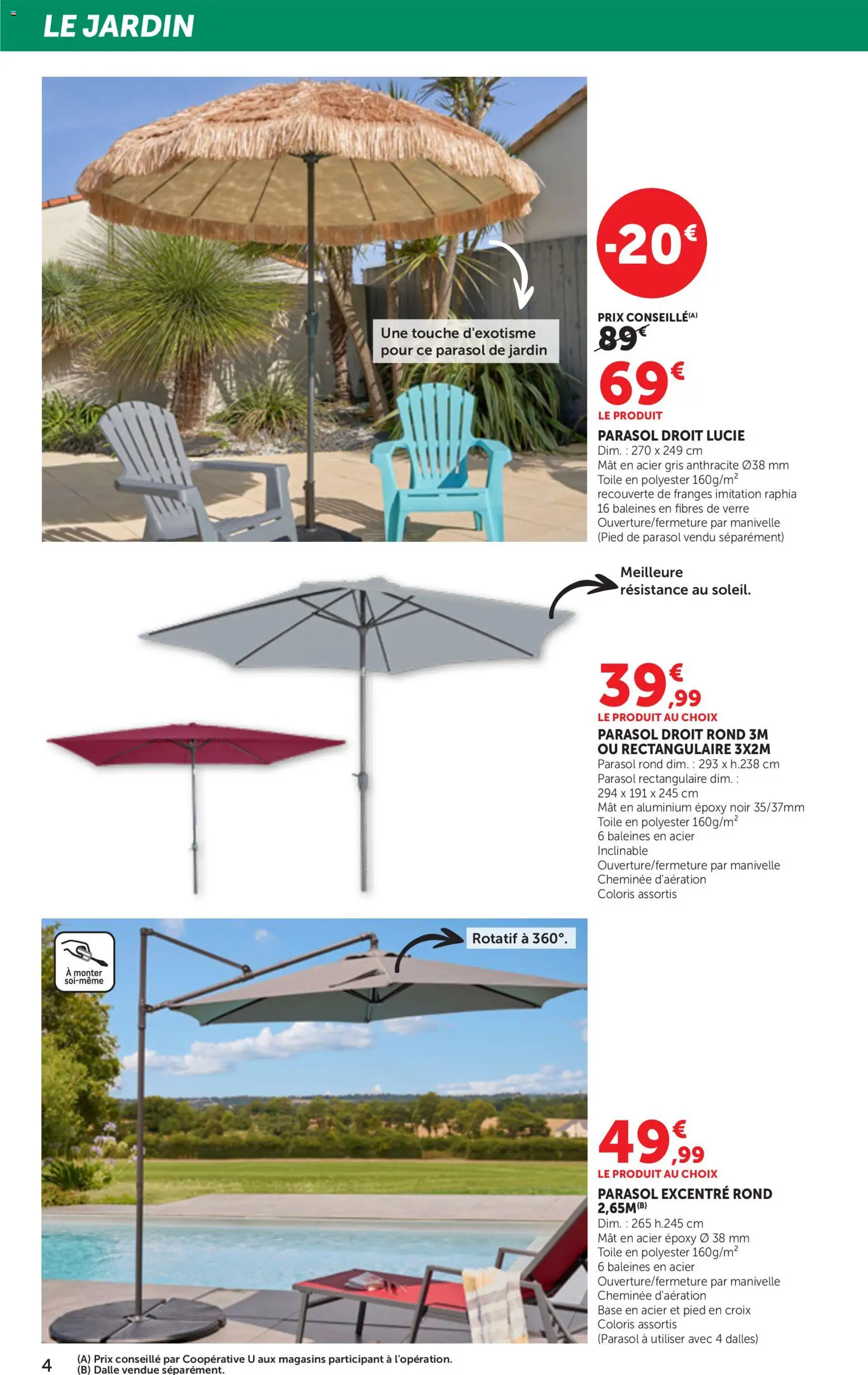 {H1} | Page: 4 | Produits: Base, Parasol, Pied de parasol