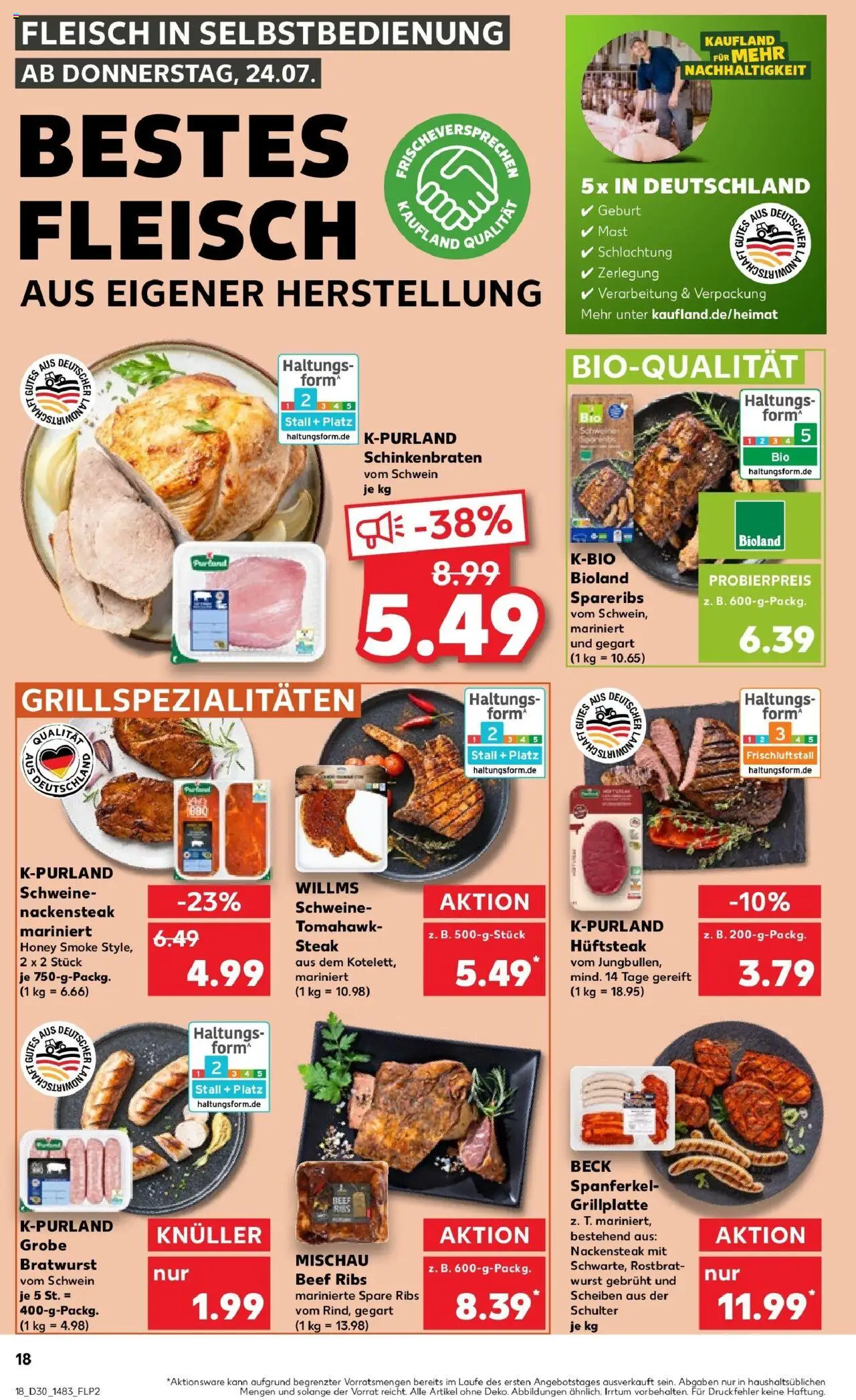 Kaufland prospekt Eriskirch	 - gültig ab dem 24.07.2025 | Seite: 22 | Produkte: Bratwurst, Wurst, Steak, Fleisch