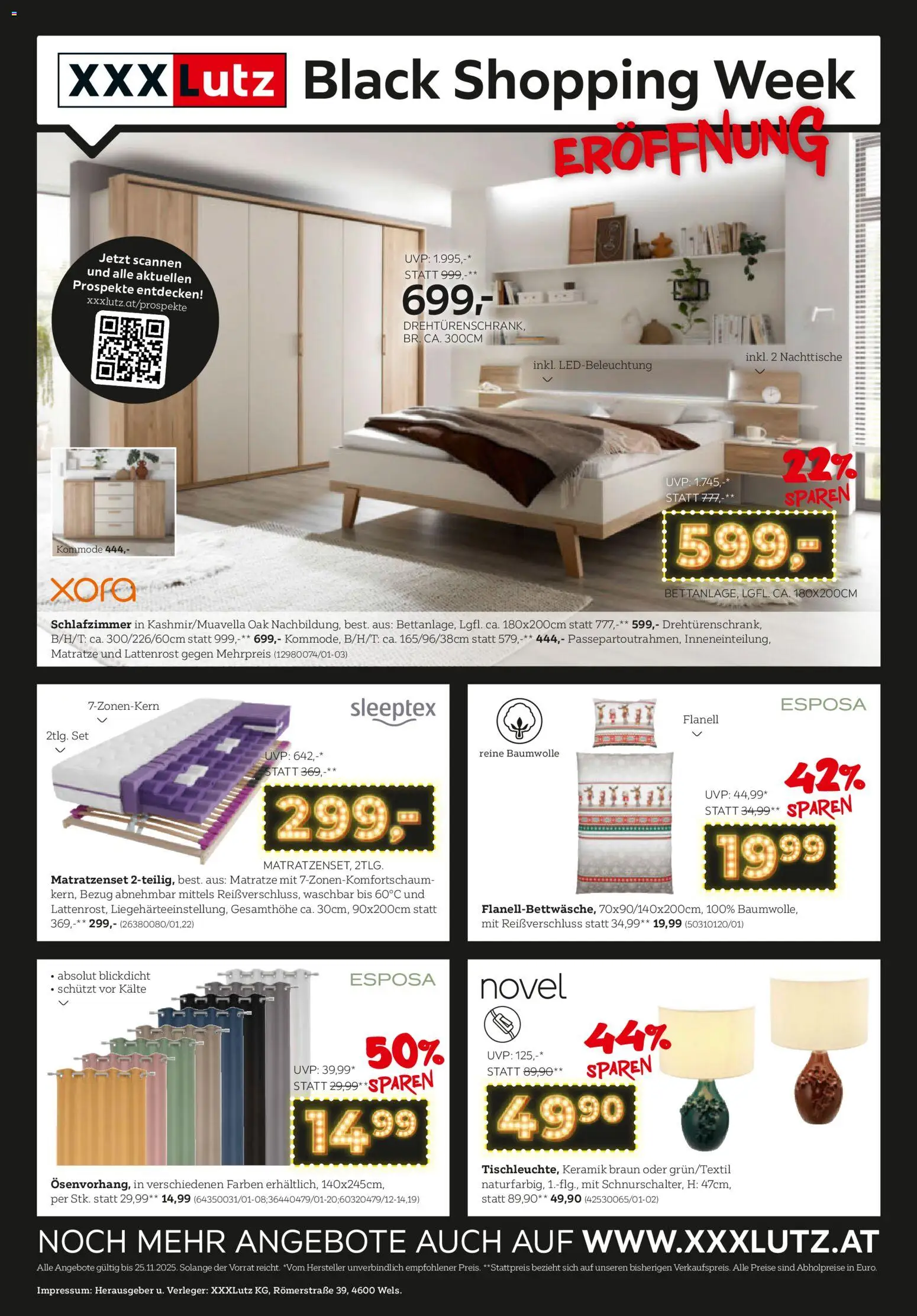 XXXLutz Black Shopping Week gültig ab 28.10.2025 | Seite: 1 | Produkte: Matratze, Kommode, Lattenrost