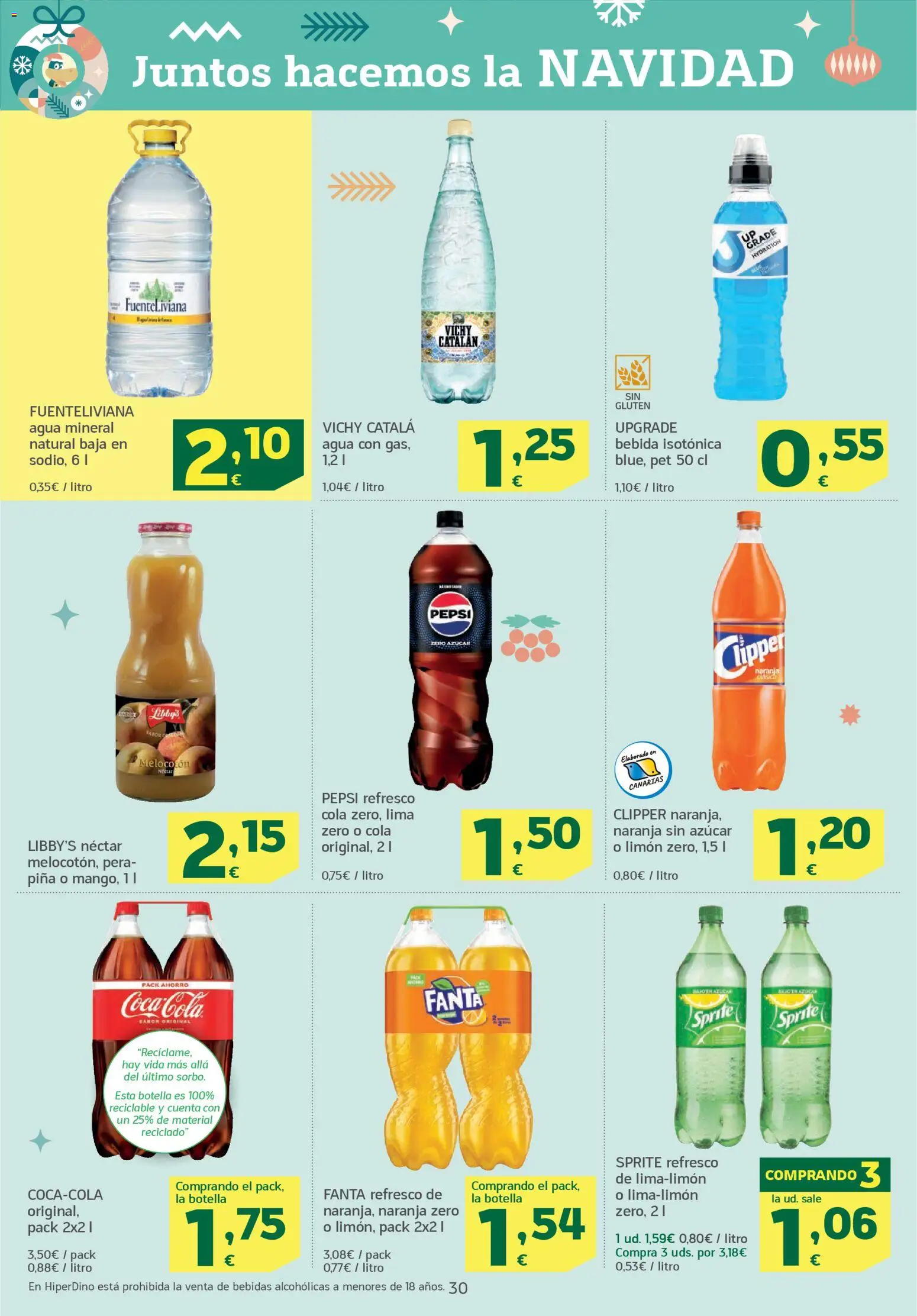 HiperDino folleto │ válido desde el 26.12.2025 | Página: 30 | Productos: Lima, Piña, Néctar, Agua mineral