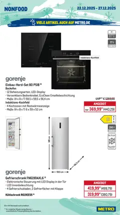 Metro Prospekt 	 ab 22.12.2025 gültig | Seite: 21 | Produkte: Gorenje, Gefrierschrank, Tür, Backofen