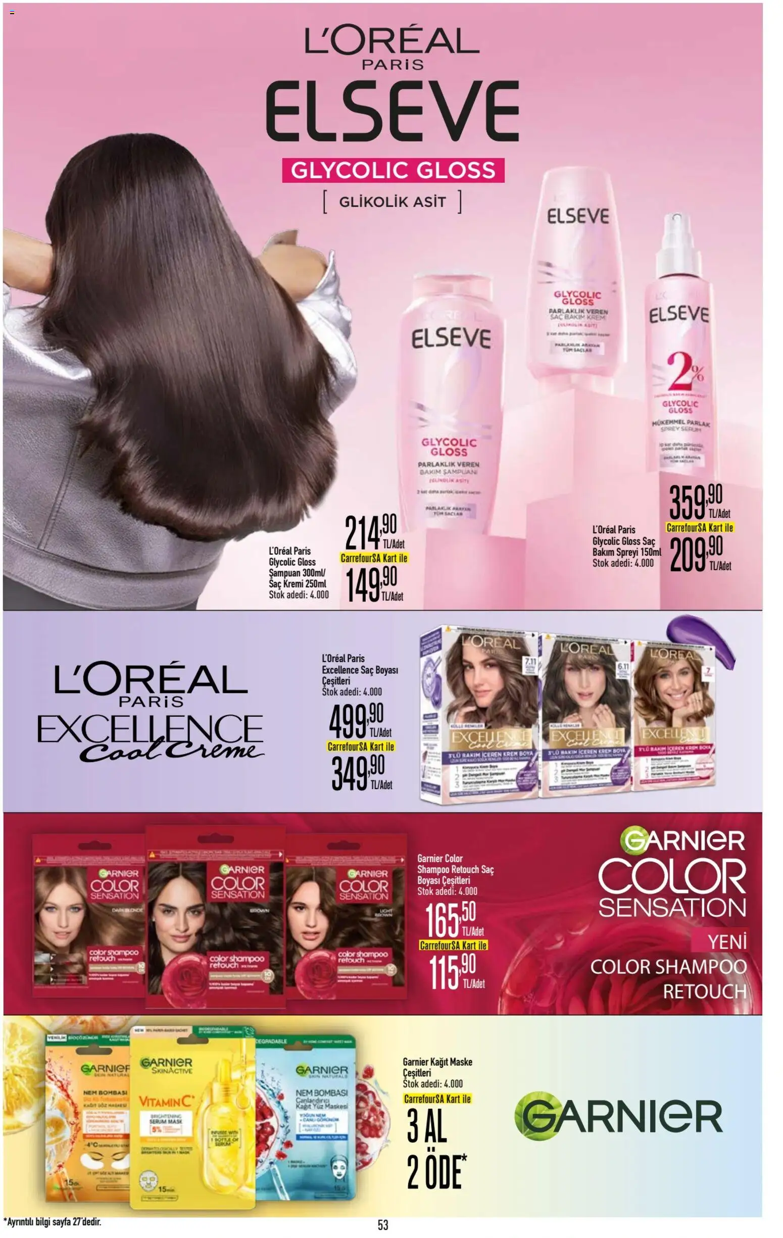 CarrefourSA Katalog - 15.01.2026 tarihinden itibaren geçerlidir | Sayfa: 53 | Ürünler: Şampuan, Saç Kremi, Krem, Maske