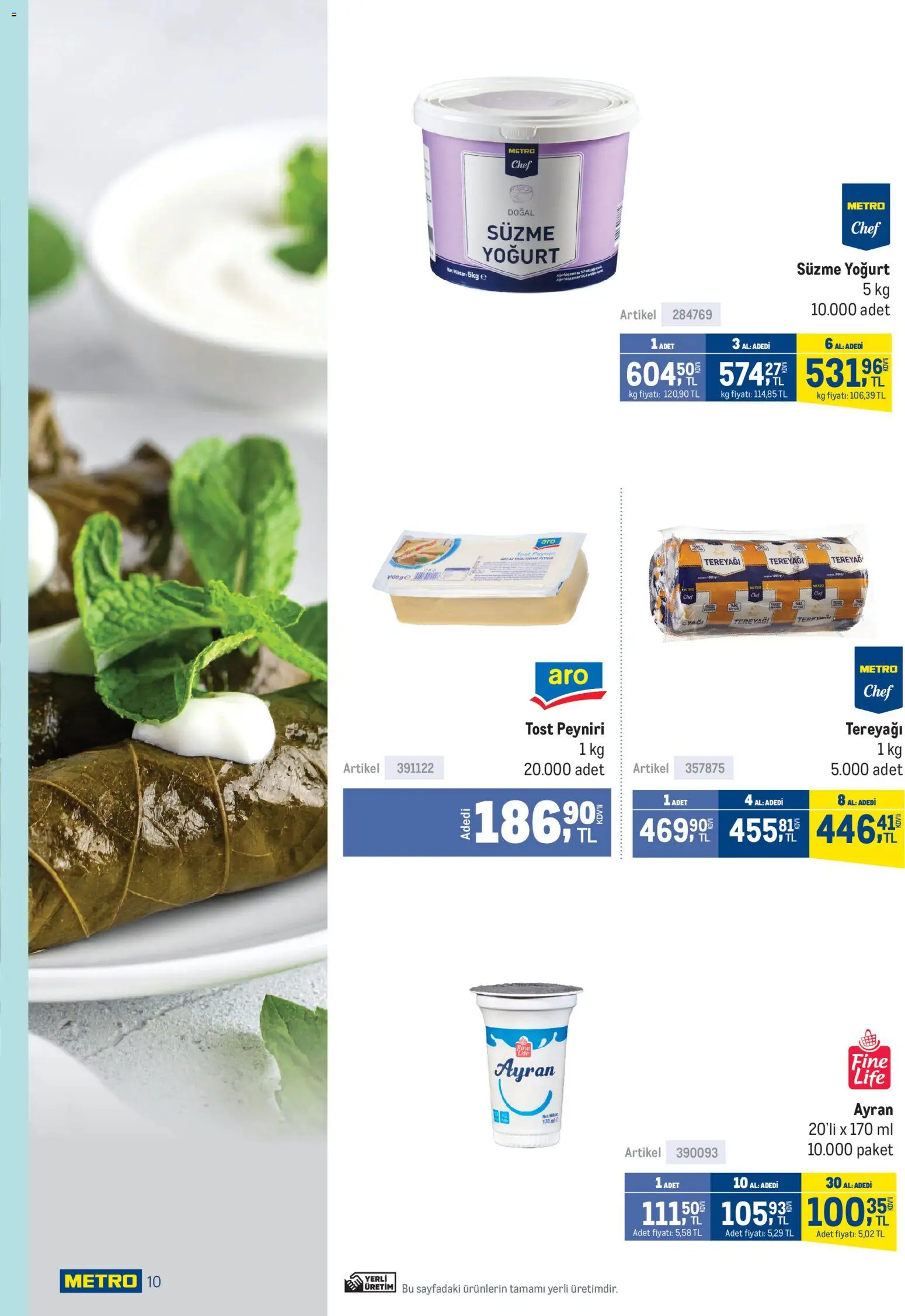 Metro - Lokantalar - 12.11.2025 tarihinden itibaren geçerlidir | Sayfa: 10 | Ürünler: Tereyağı, Peynir, Yoğurt
