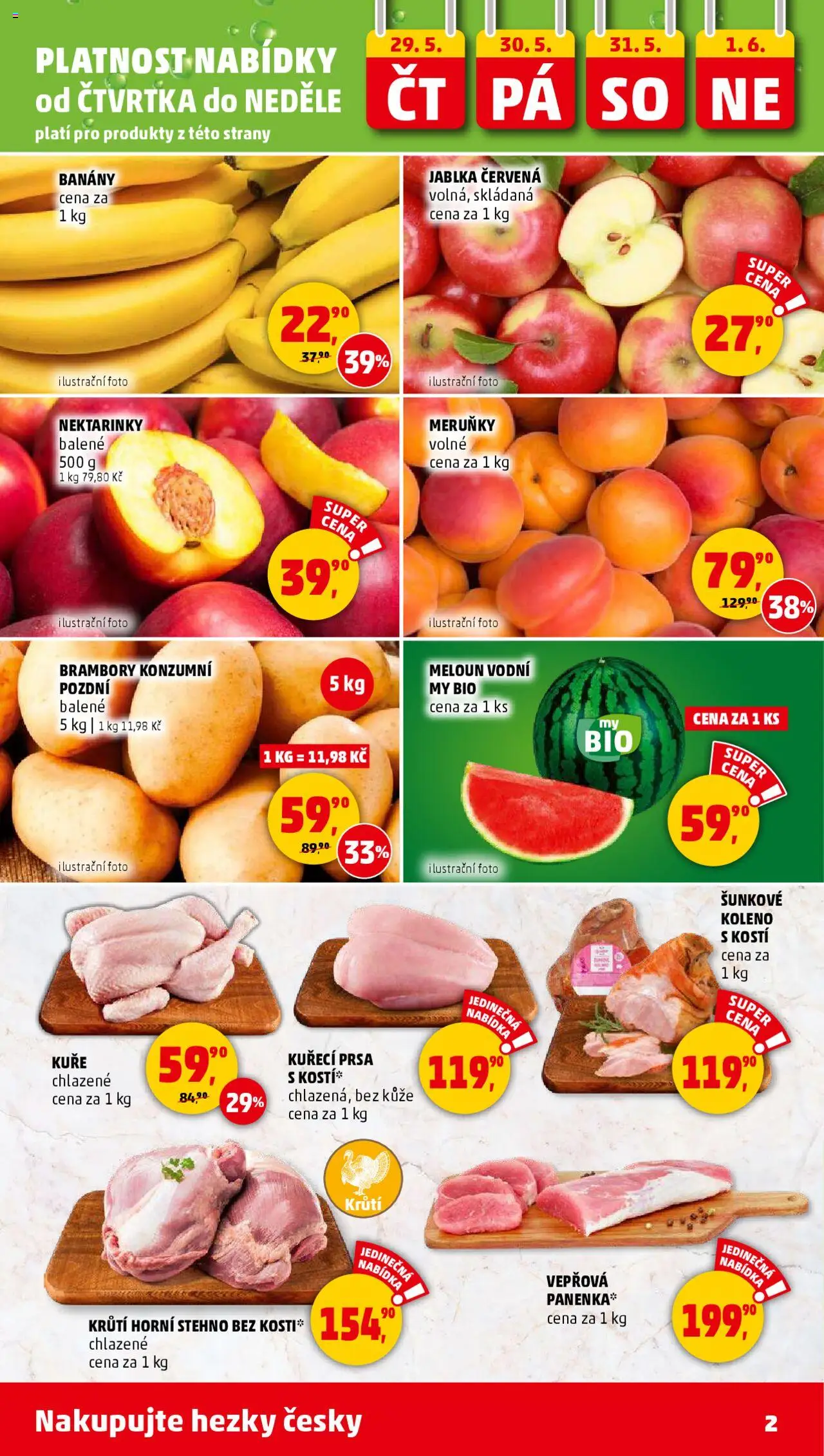 Penny Market leták - Čtvrtečník od 29.05.2025 | Strana: 2 | Produkty: Meloun, Jablka, Banány, Apple