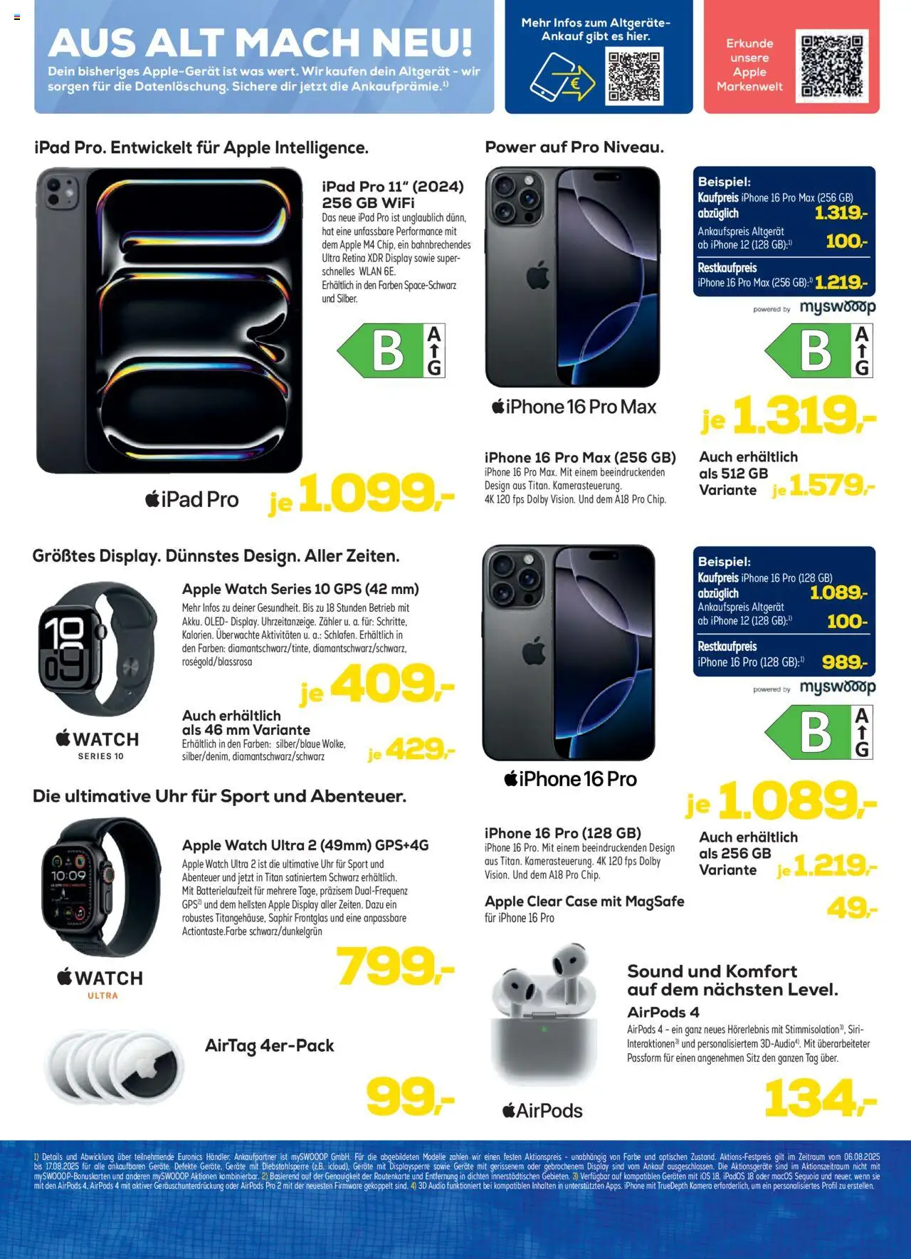 Euronics  Prospekt Smarte Technik - gültig ab dem 06.08.2025 | Seite: 3 | Produkte: Kamera, Apple watch, Airpods, Uhr