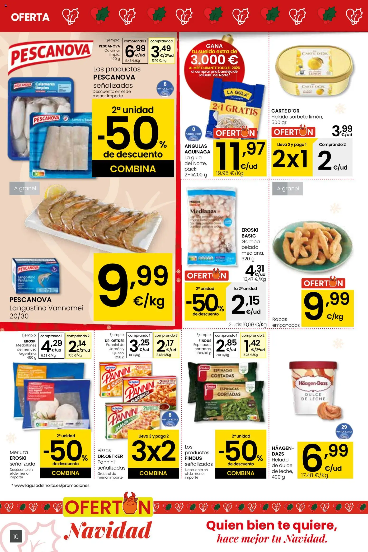 Eroski - Ofertón Navidad City │ válido desde el 27.11.2025 | Página: 10 | Productos: Calamares, Leche, Té, Langostino