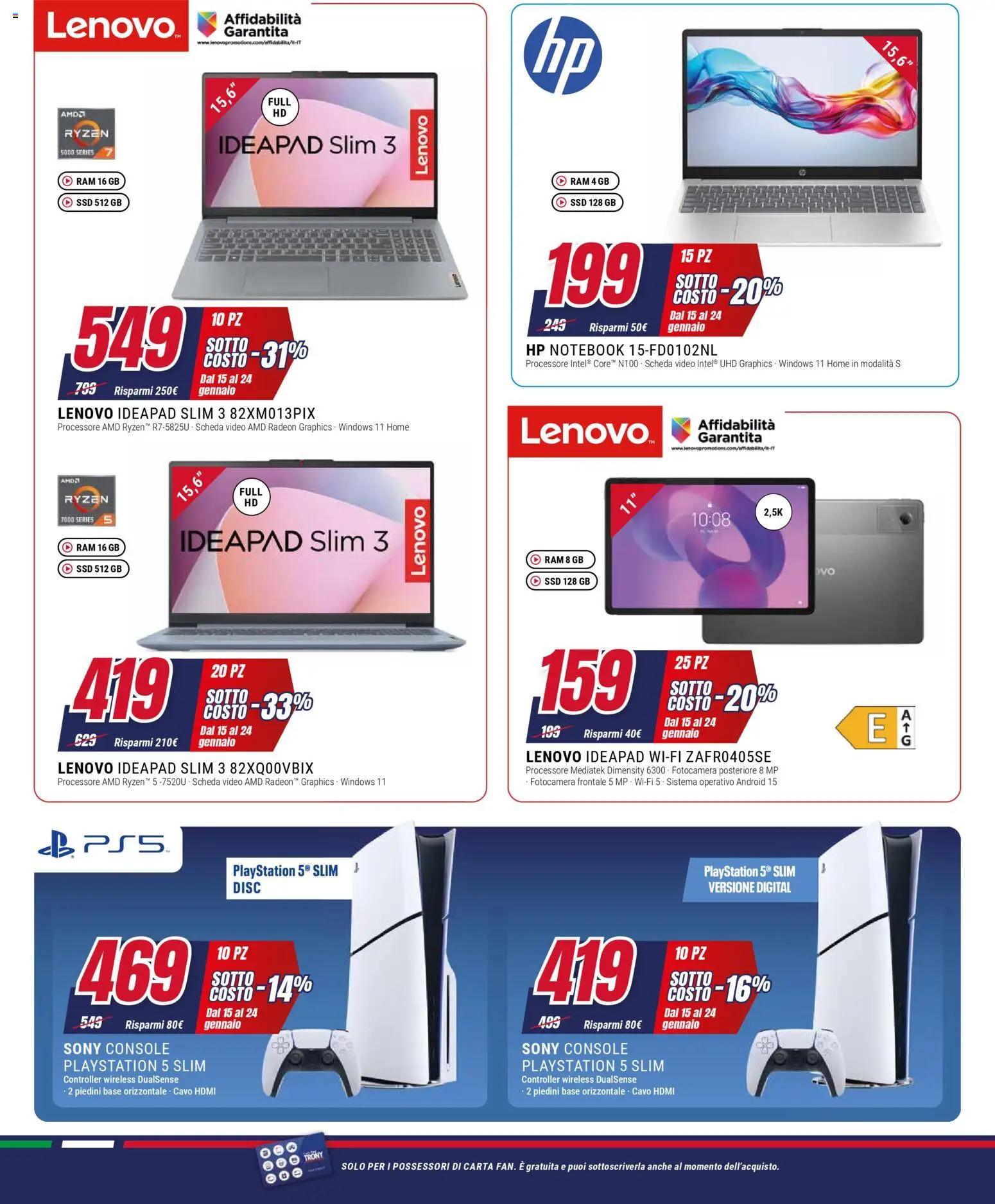 Volantino Trony del 15.01.2026 | Pagina: 3 | Prodotti: Notebook, Video, Fotocamera, Playstation