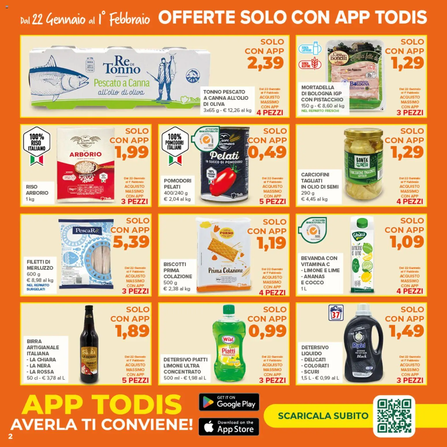 Volantino Todis del 22.01.2026 | Pagina: 2 | Prodotti: Succo, Biscotti, Limone, Cocco