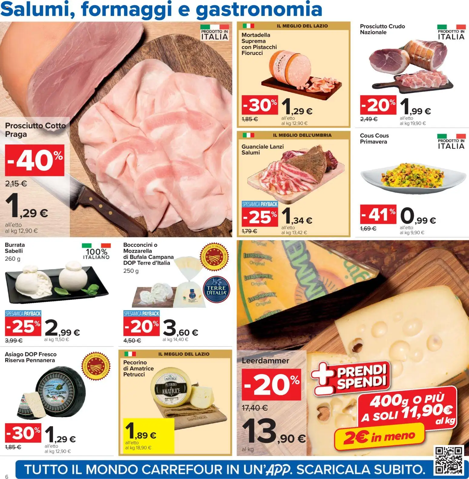 Volantino Carrefour del 21.04.2026 | Pagina: 6 | Prodotti: Mozzarella, Prosciutto, Cous cous, Mortadella