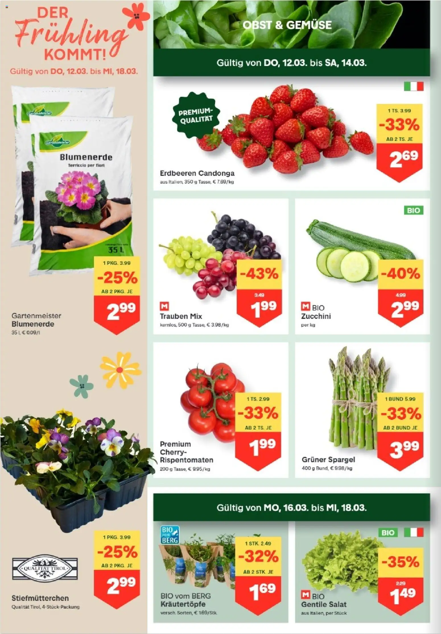 MPREIS Hohenems gültig ab 12.03.2026 | Seite: 2 | Produkte: Erdbeeren, Salat, Gemüse, Obst