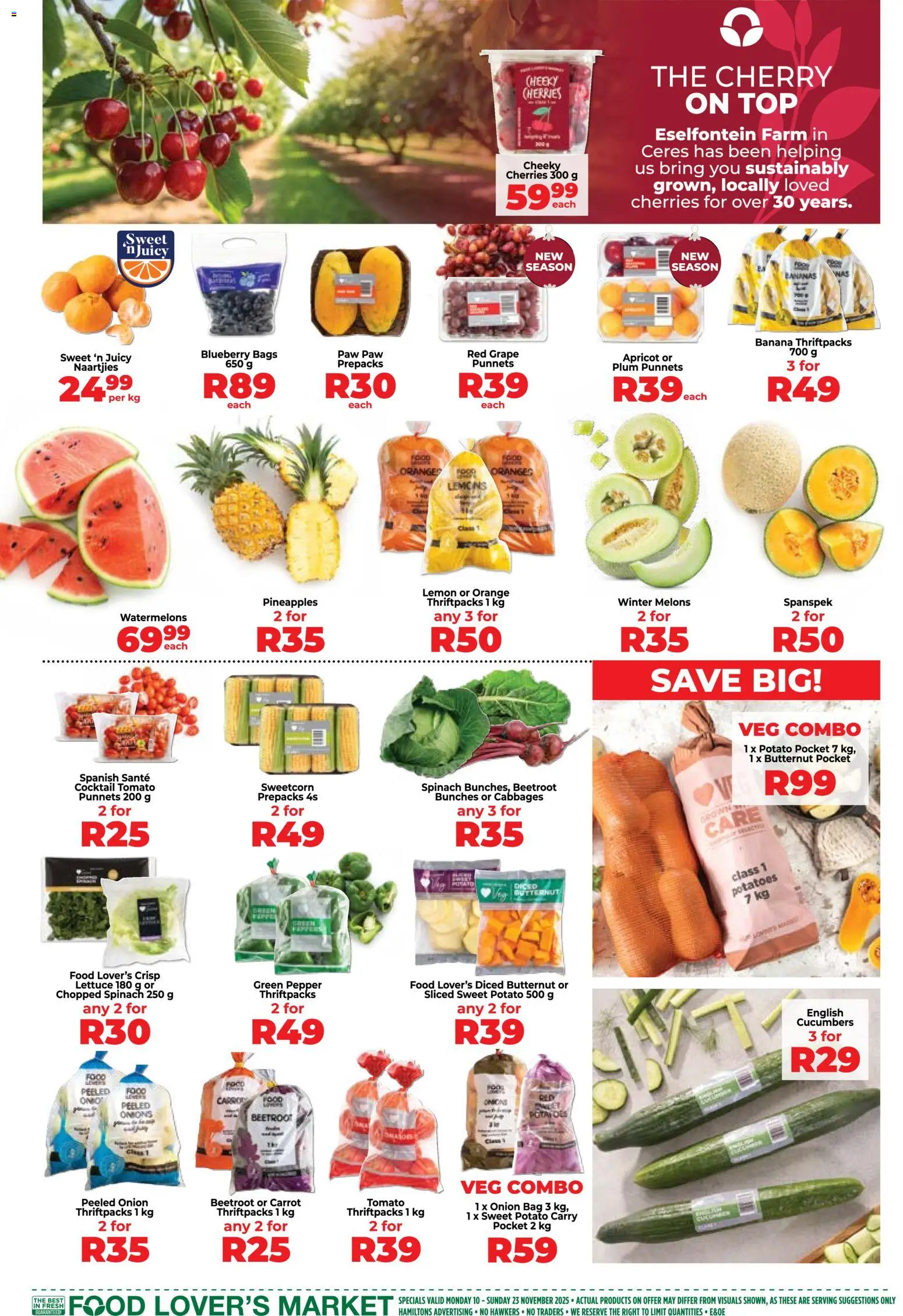 New Food Lover's Market catalogue – valid from 10.11.2025 | Page: 2 | Products: Melons, Cherries, Bag, Cucumbers