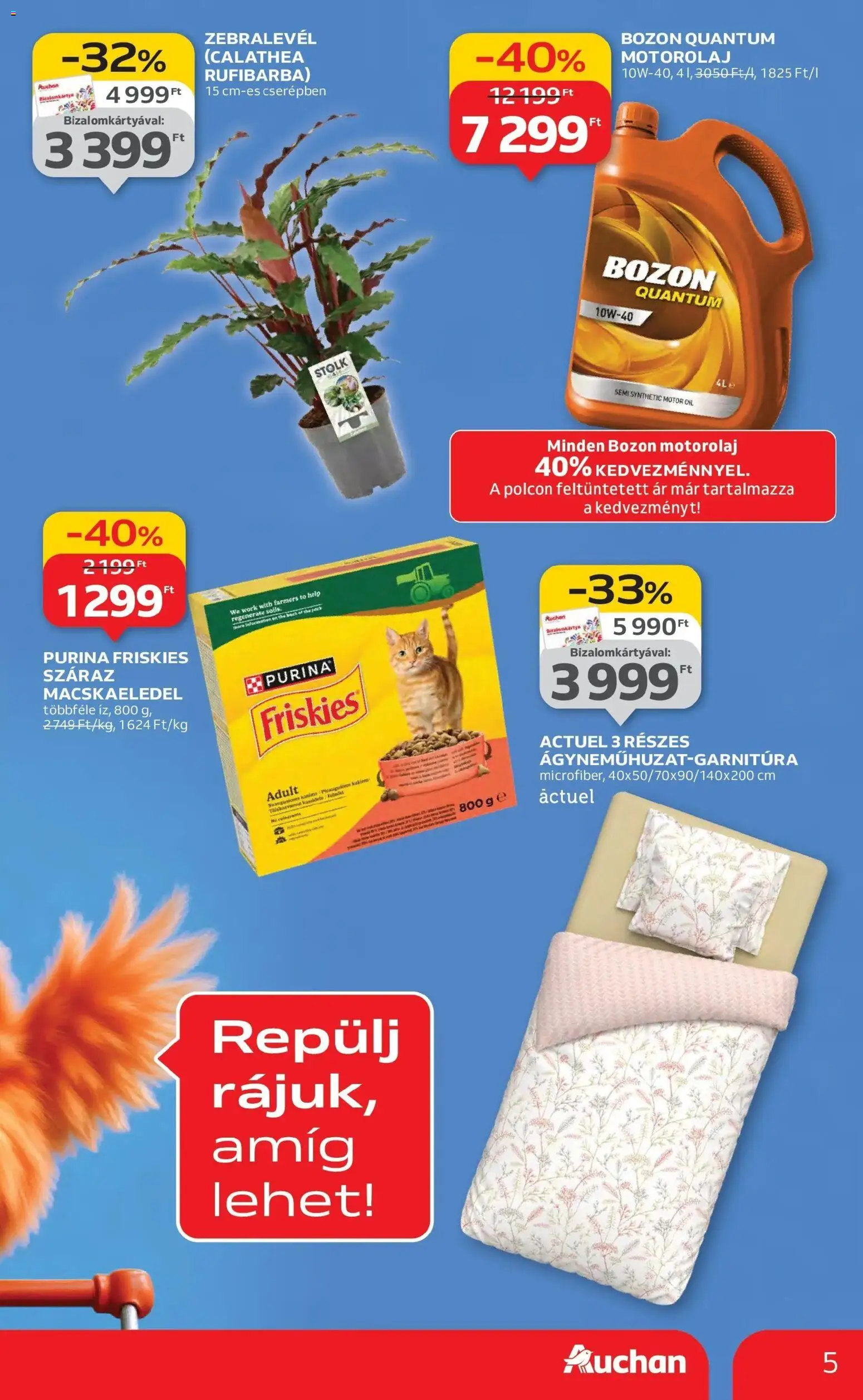 Auchan akciós ujság - amely érvényes a következő dátumtól: 22.01.2026 | Oldal: 5 | Termékek: Macskaeledel, Motorolaj