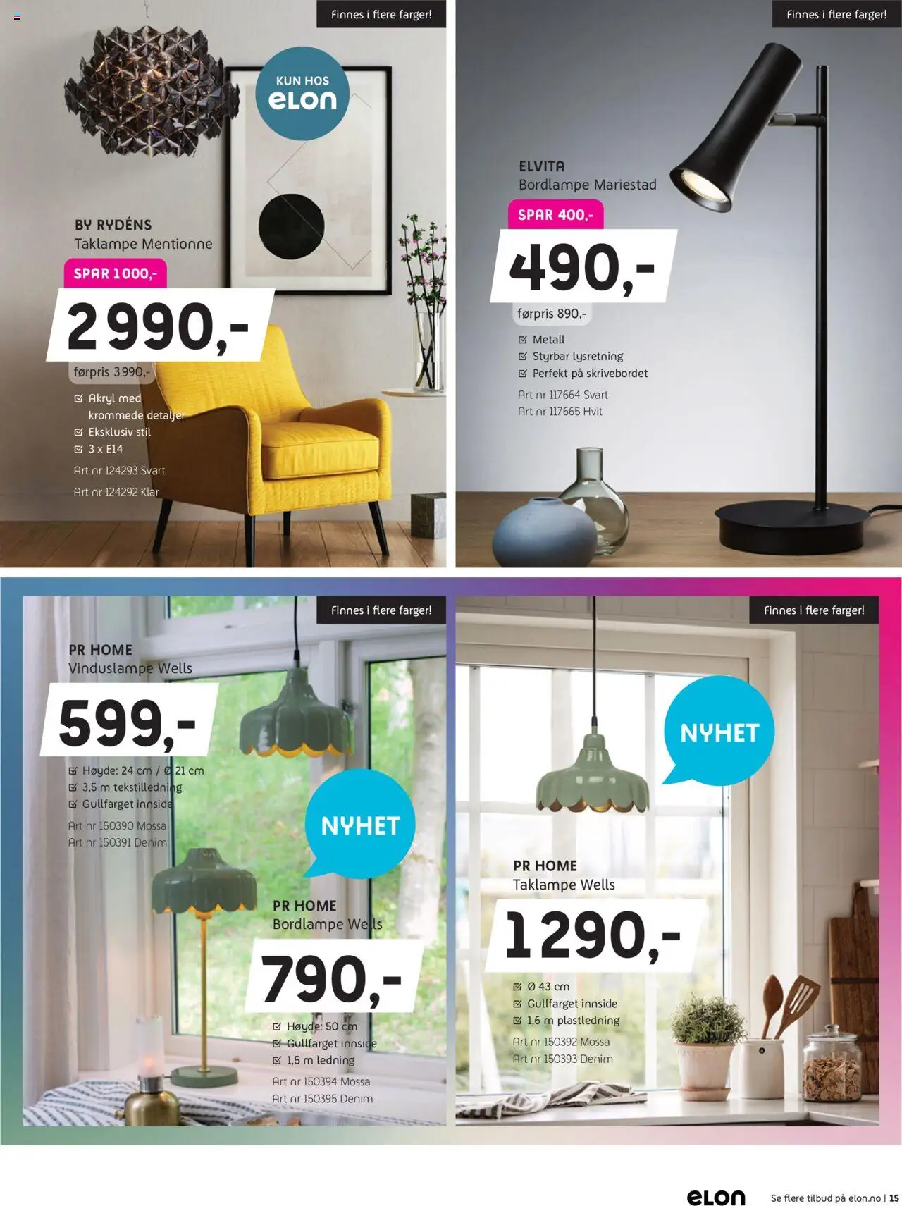  | Side: 15 | Produkter: Taklampe, Ledning, Jeux