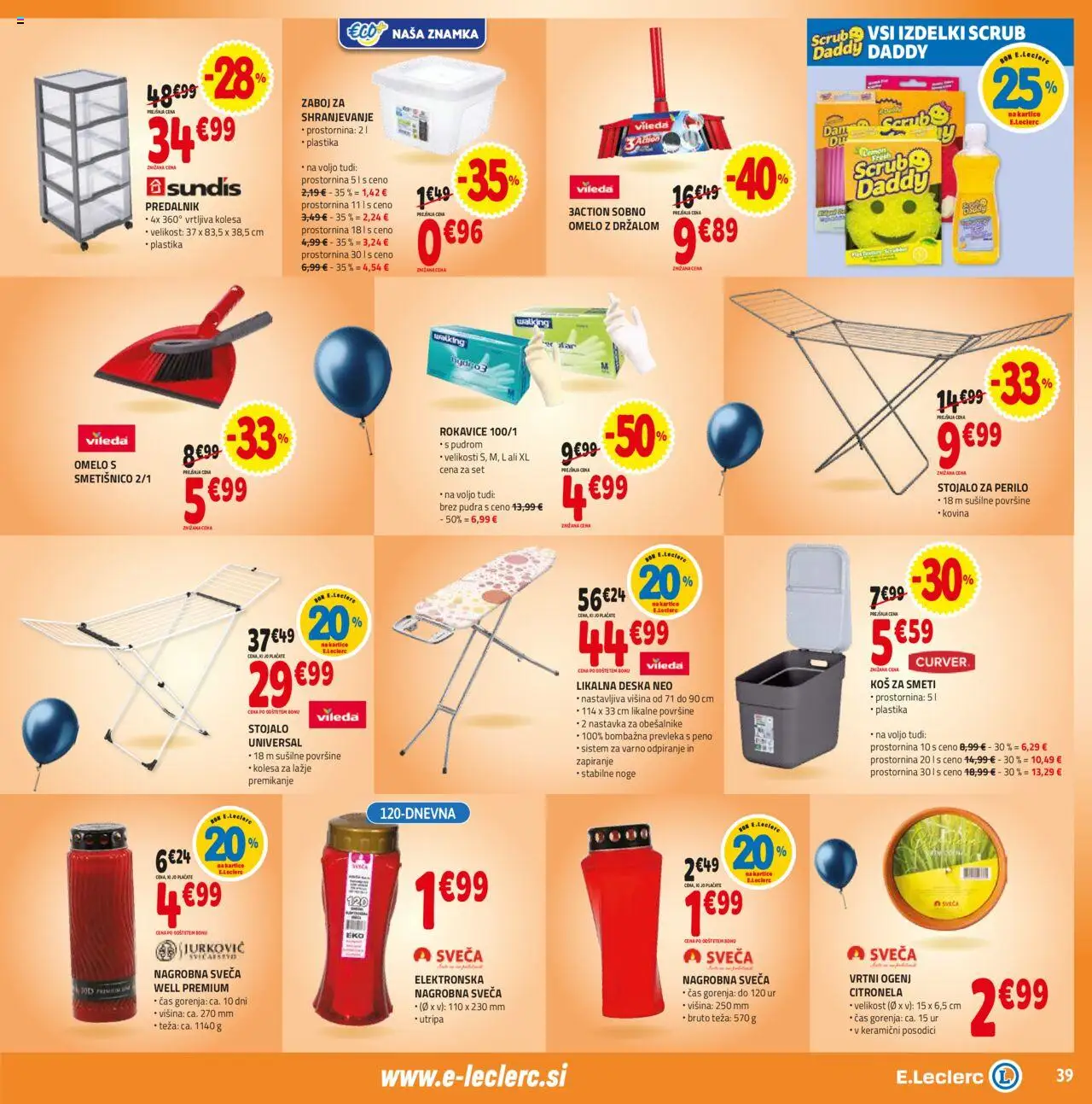 E.leclerc katalog │ velja od 11.06.2025 | Stran: 39 | Izdelki: Likalna deska, Sveča, Zaboj, Rokavice